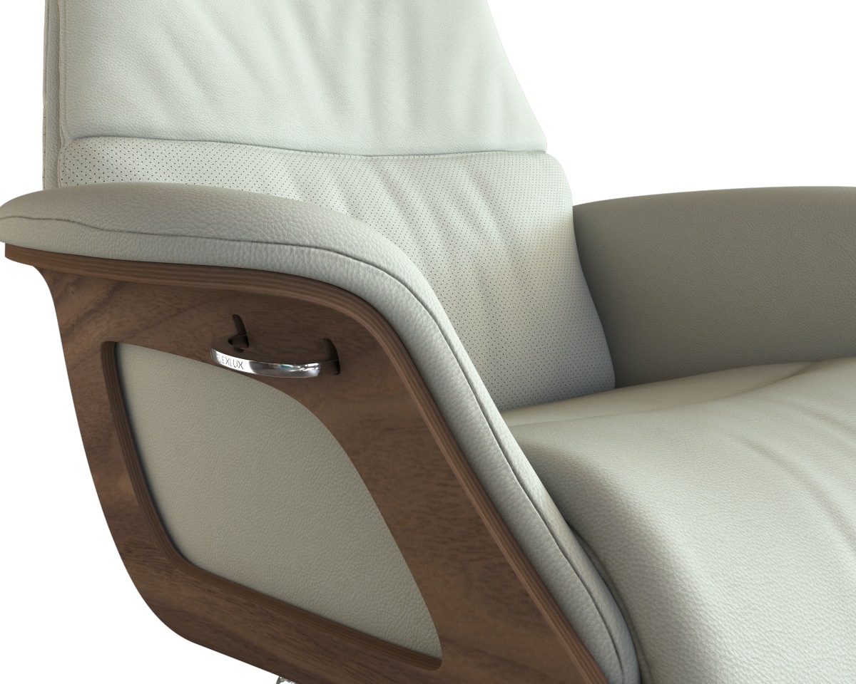 FLEXLUX Relaxsessel »Rücken u. Kopfverstellung, ergonomisch, Airchannels, klasse Komfort«, Rücken- & Kopfteilverstellung, Drehbar, Armlehne Walnuss, Fuß Alu