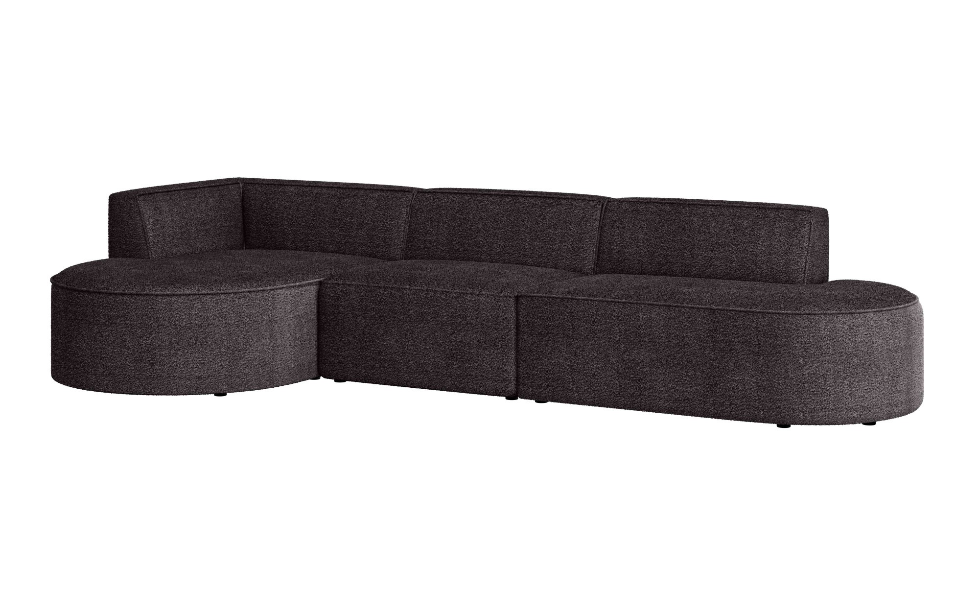 andas Ecksofa »EIVIND Designer Sofa mit Ottomane rechts/links, B/T/H: 343/159/72 cm«, L-Form mit Wellenunterfederung, auch in Feincord und Bouclé