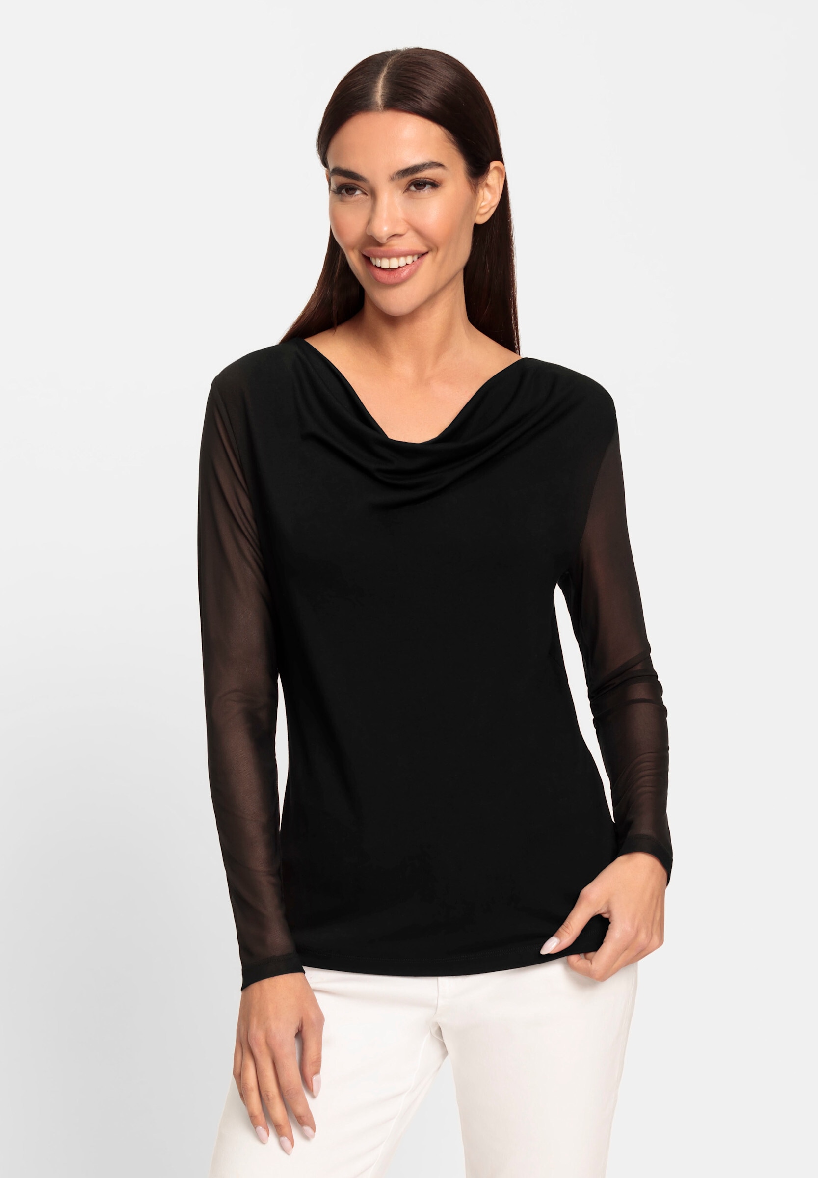heine T-Shirt »Shirt Wasserfallshirt mit transparenten Ärmeln«