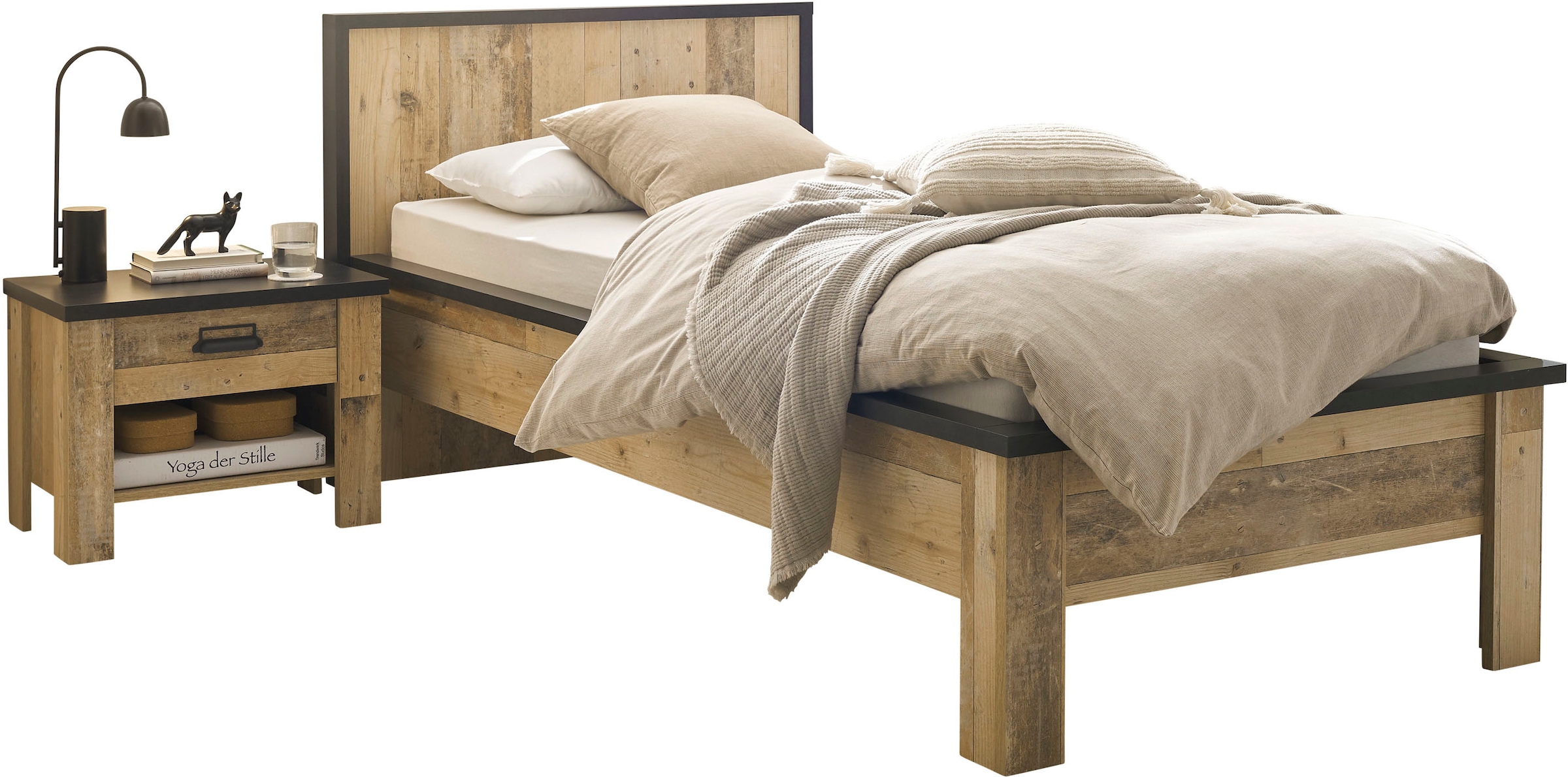 Home affaire Bettanlage »SHERWOOD« 2 Stk. tlg. Liegefläche Bett 90x200cm, Nachttisch mit 1 Schublade