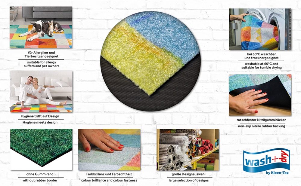 wash+dry by Kleen-Tex Fußmatte »Mosaique«, rechteckig, 9 mm Höhe