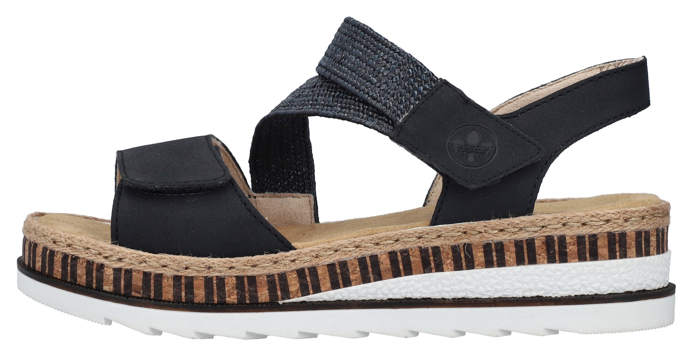 Rieker Keilsandalette  Riemchensandale, Sommerschuh, Urlaubschuh mit Klettriemchen