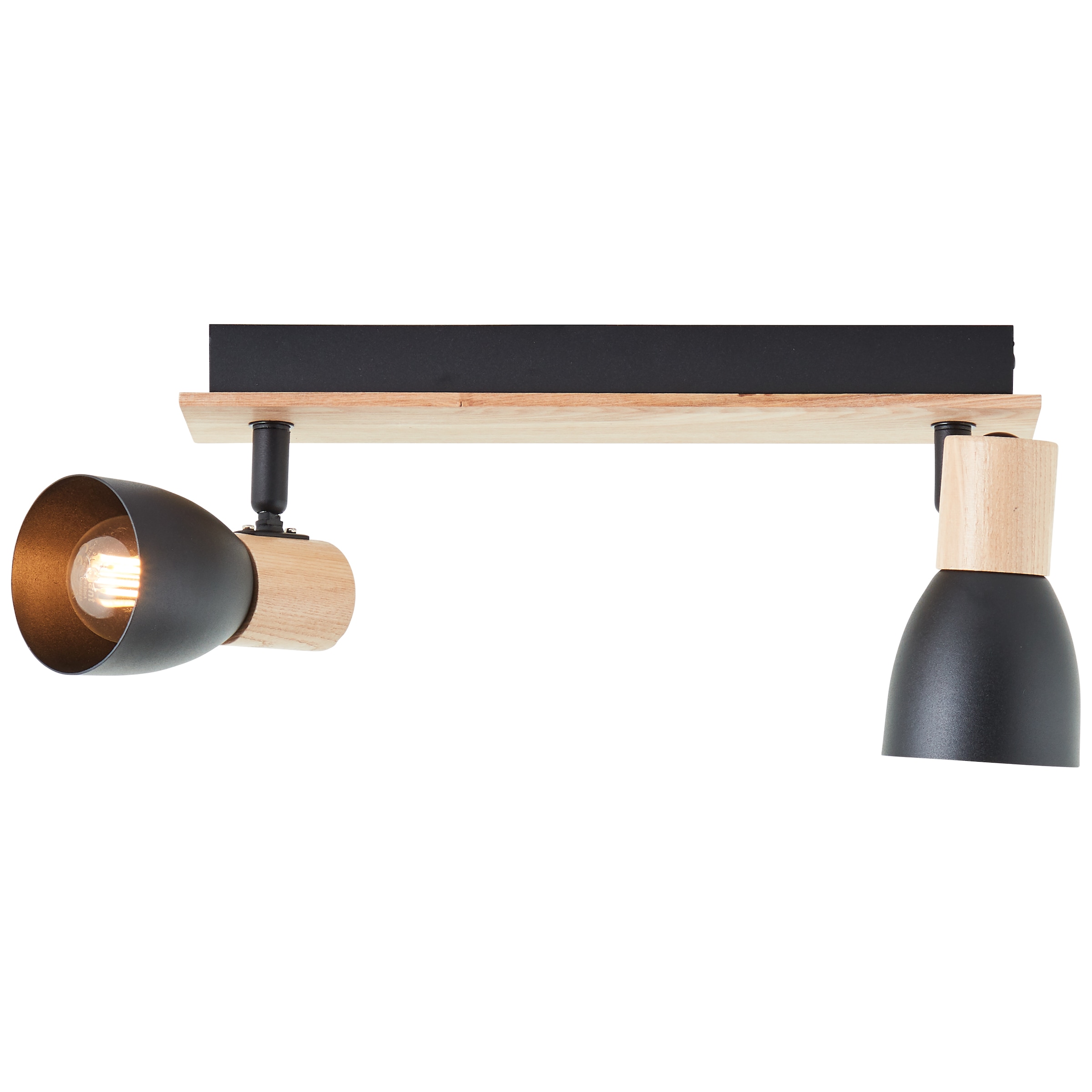 Brilliant Deckenstrahler »Daintree«, 2 flammig, Leuchtmittel E14 | ohne Leuchtmittel, Breite 37 cm, E14, Metall/Holz, schwarz/natur