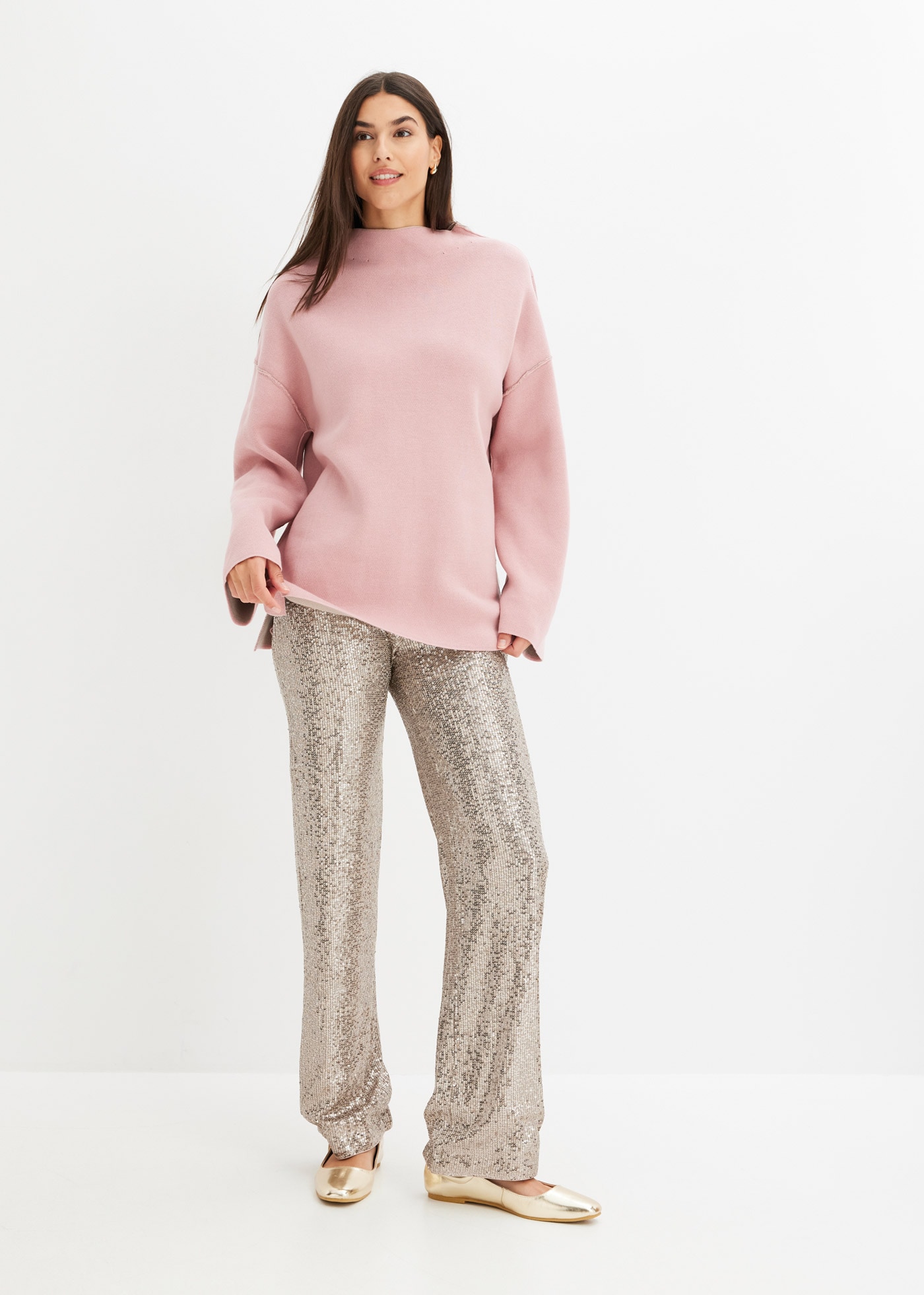 bonprix Strickpullover »Wende-Pullover aus Feinstrick« aus Feinstrick, mit Stehkragen, Wende-Pullover, Oversize-Passform