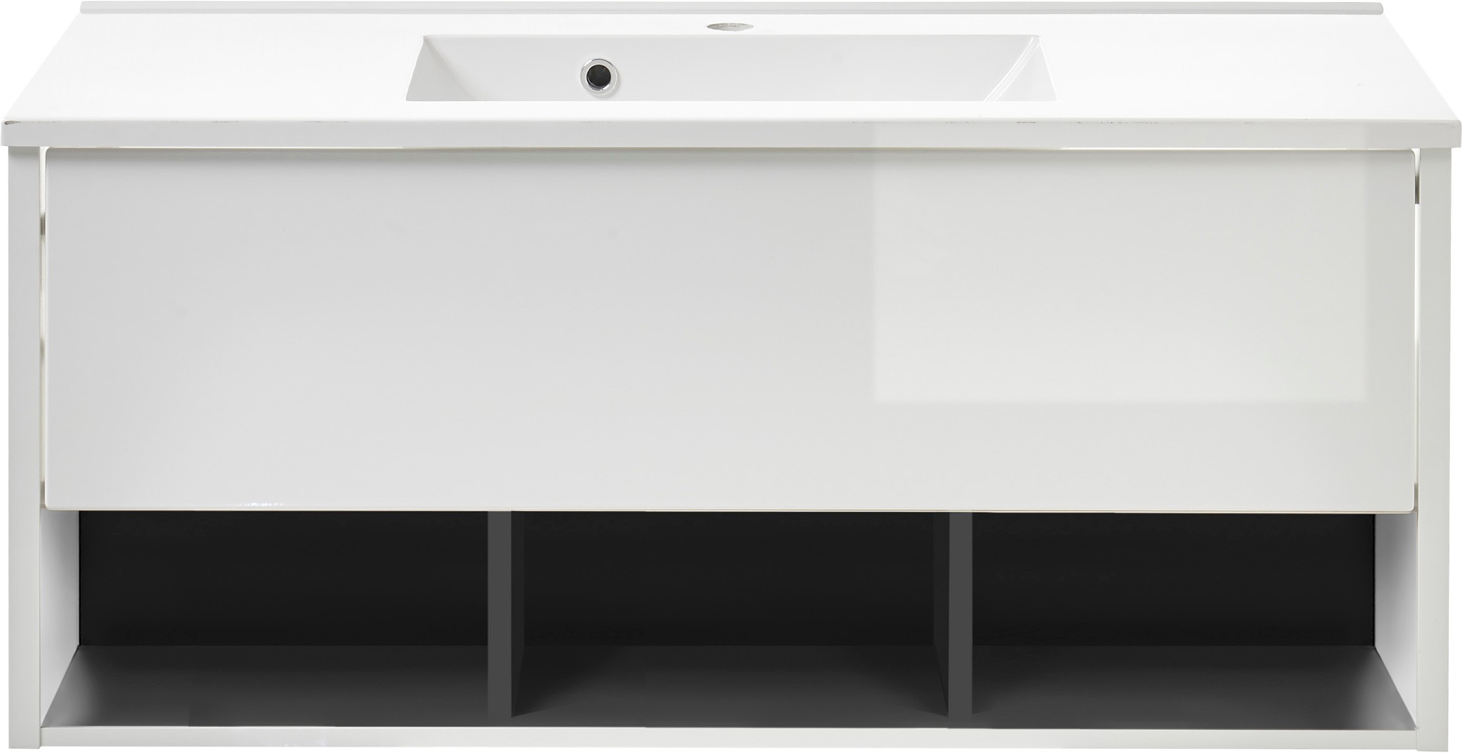 PLACES OF STYLE Badmöbel-Set »Studio Line, Bad im modernen Design, 2-teiliges Badezimmer« in 2 Farben und 2 Spiegelformen lieferbar, 2 Stk. tlg.