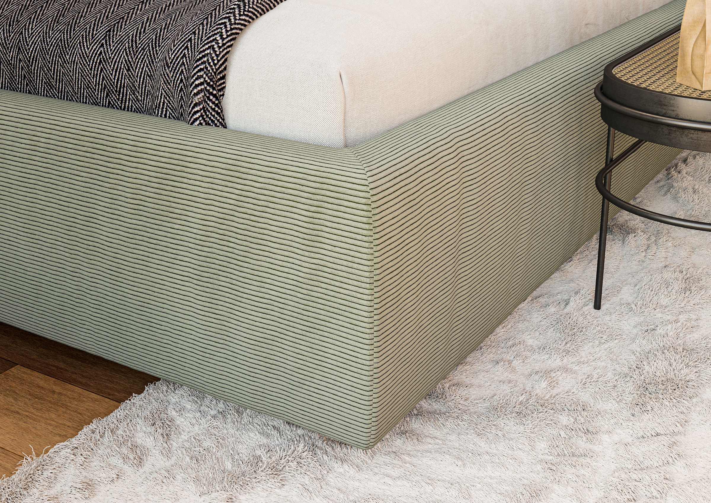 PLACES OF STYLE Polsterbett »Priora in 4 Breiten bis 200cm« auch in NaturLEDER, Cord, belastbar bis 280kg, auch Überlänge 220 cm