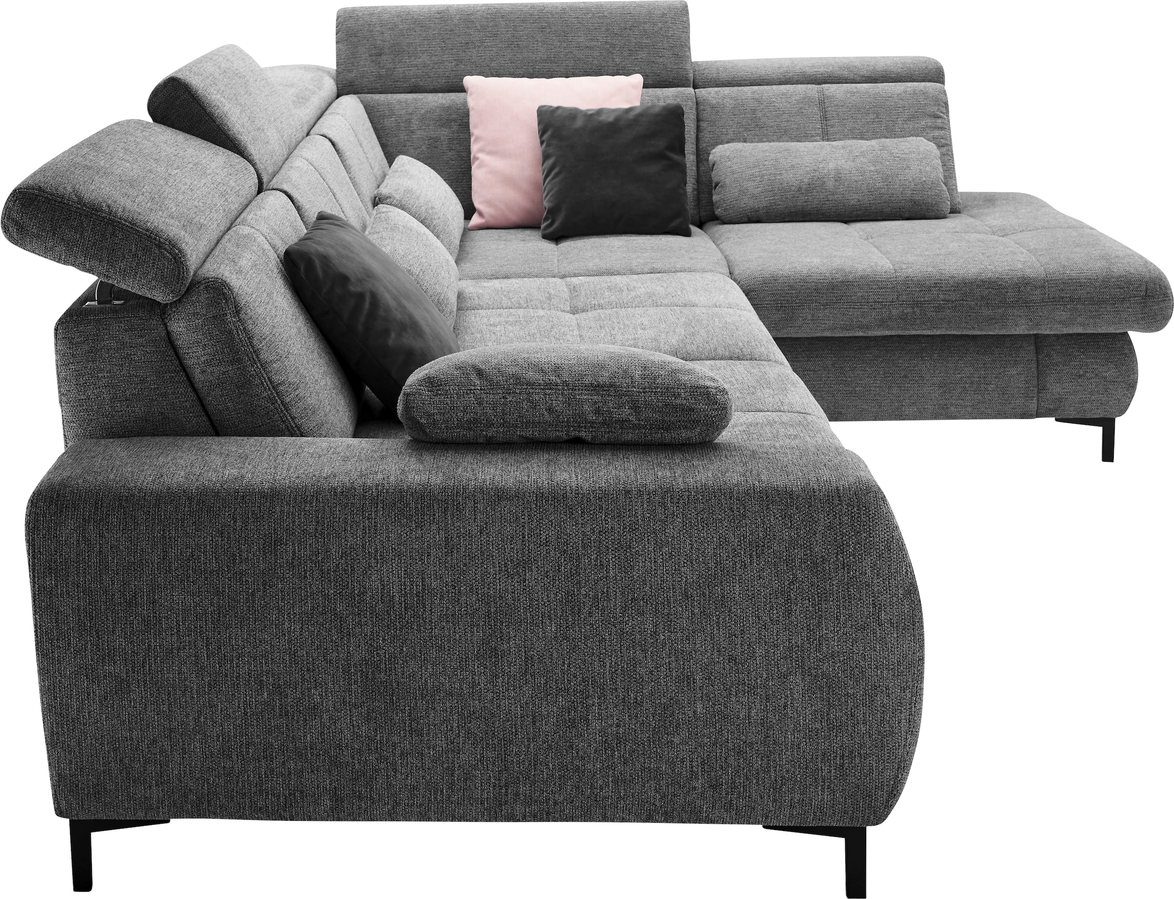 set one by Musterring Ecksofa »SO 3400 Sitzhöhe 47cm oder 49cm, Sitztiefe verstellbar, B/T 317/220 cm«, Kaltschaumpolsterung, Flachgewebe, whlw. mit Funktionen, Sitzhöhe 47