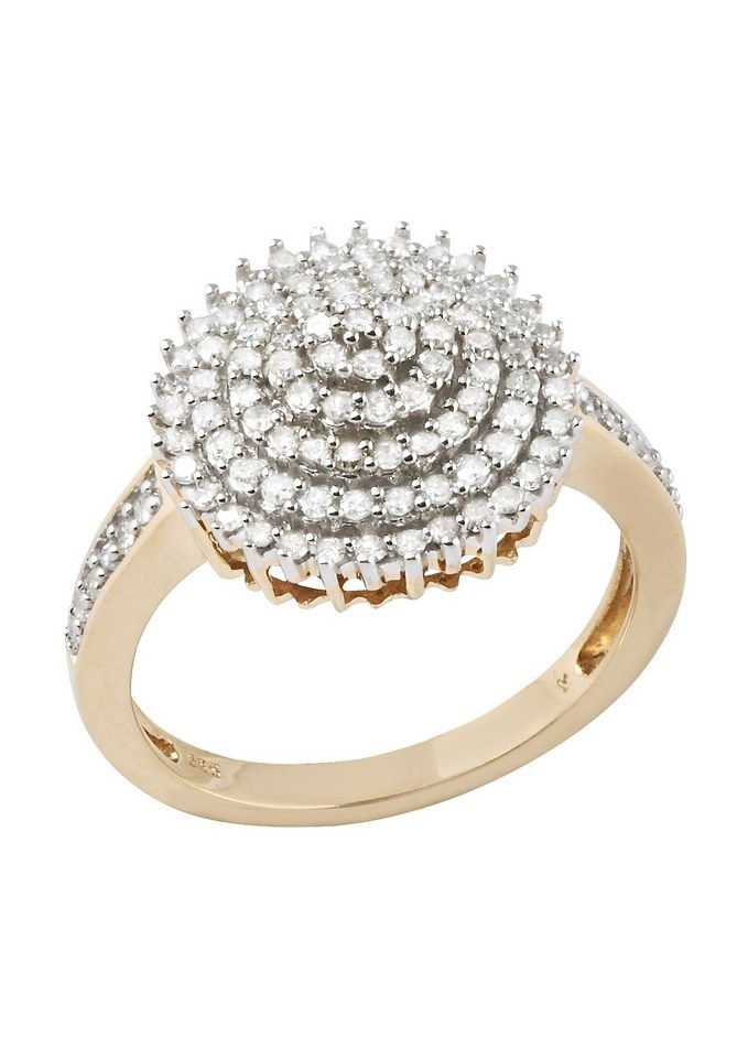 Diamantring »Schmuck Geschenk Gold 585 Damenring Goldring Diamant Blume«, mit Diamanten