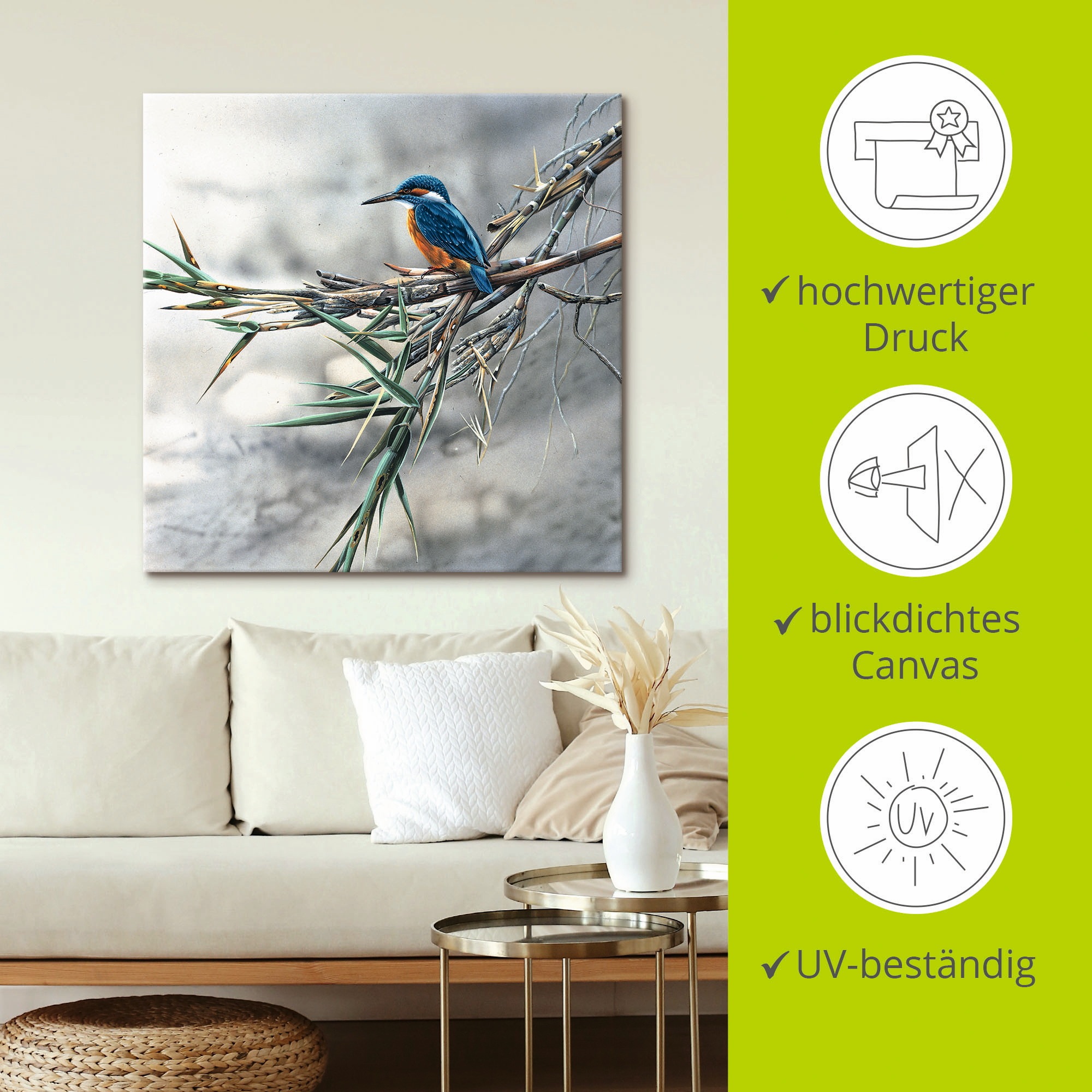 Artland Wandbild »Eisvogel I« Vögel 1 Stk. tlg. als Leinwandbild, Poster in verschied. Größen