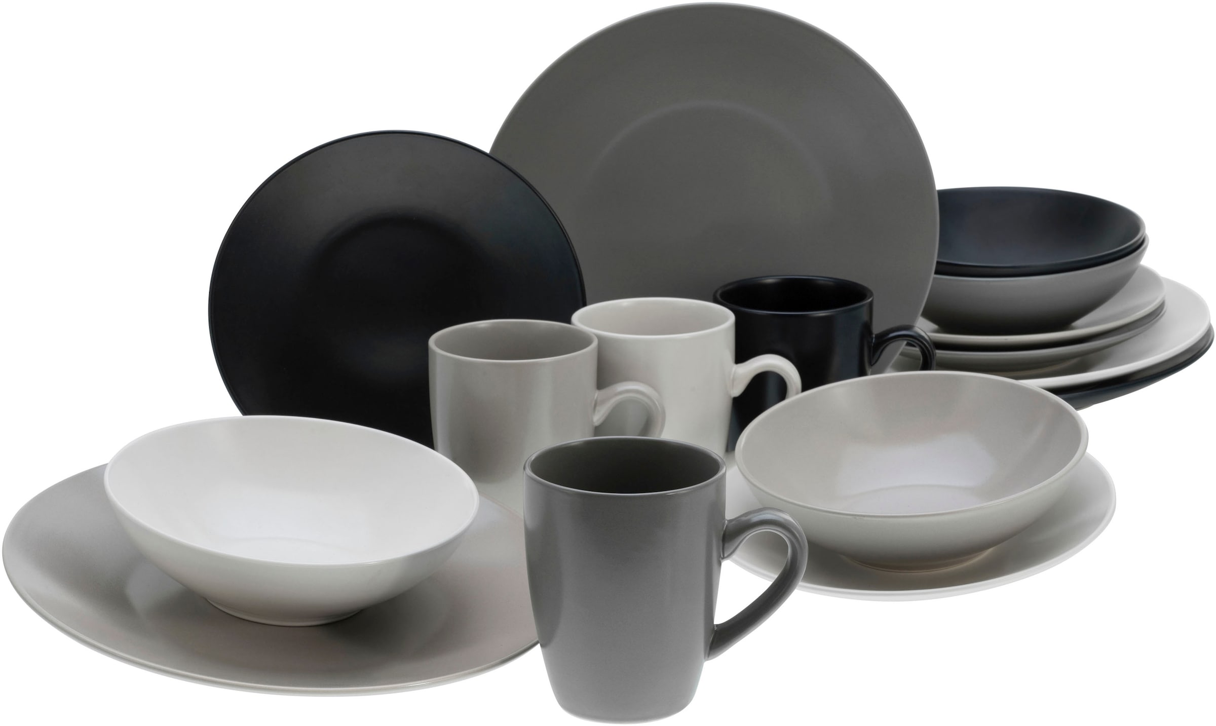 CreaTable Kombiservice "Geschirr-Set Manhattan" Service, Moderne Coupeform, 16 Teile, für 4 Personen