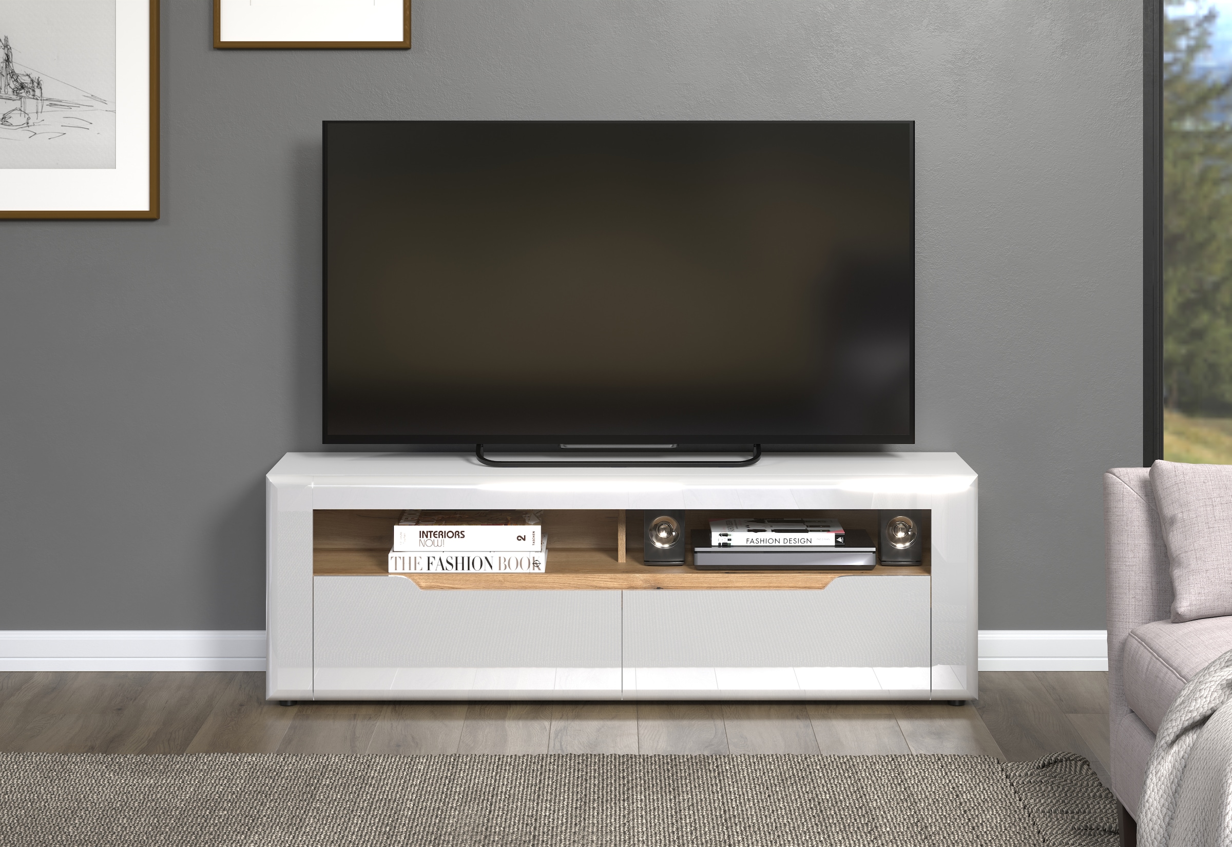INOSIGN Lowboard »Graz TV-Kommode«, (Packung, 1 St.), Griffloses TV-Lowboard, Breite 150 cm