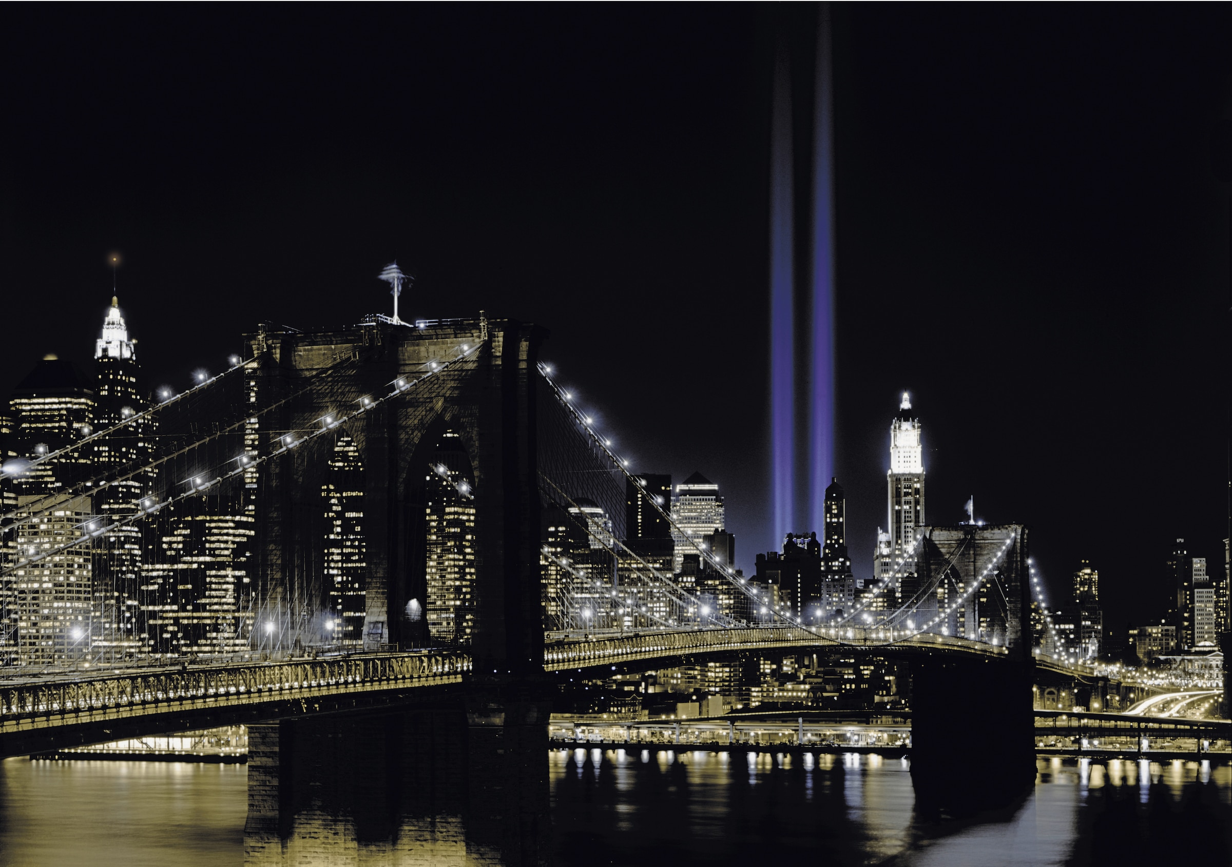 Papermoon, Fototapete »New York by night« glatt, bunt, Vlies, B/L: 5 m x 2,8 m - Bahnen: 10 Stk., bunt