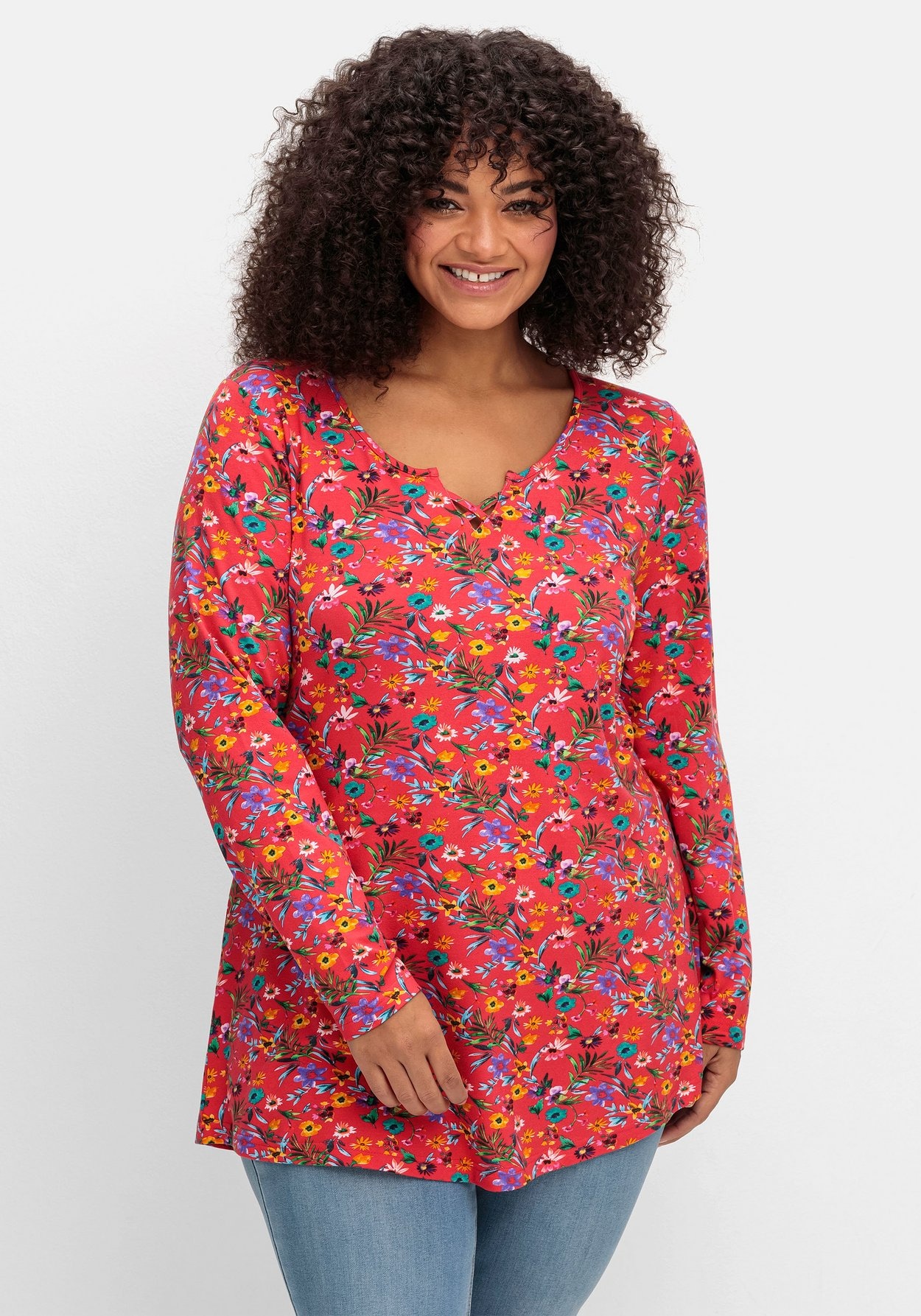 Sheego Longshirt »Longshirt mit Blümchen-Alloverdruck«