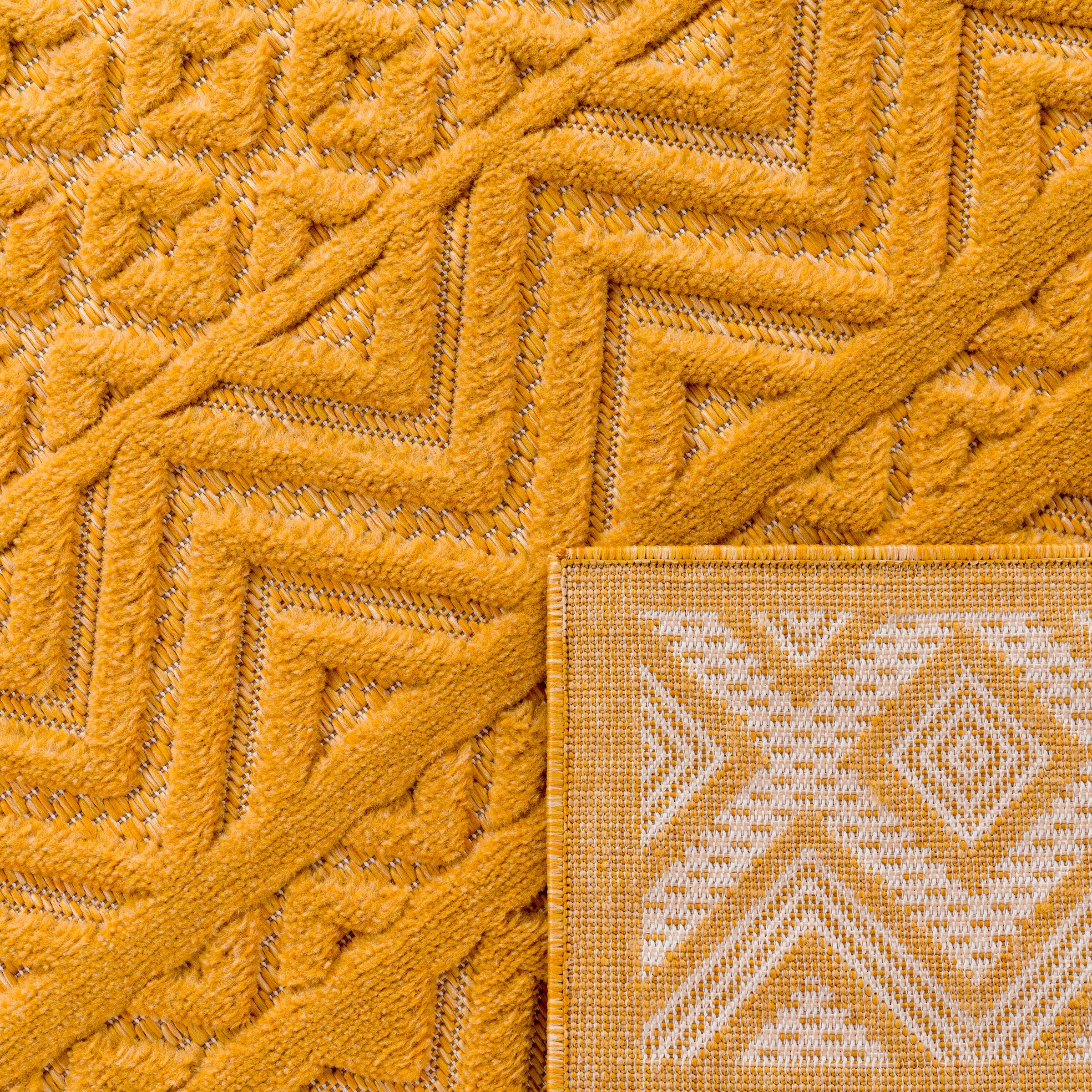 Paco Home Teppich »Livorno rechteckig, Scandi, Muster, Rauten geeignet Effekt, Hoch-Tief Uni-Farben, 673«, Outdoor
