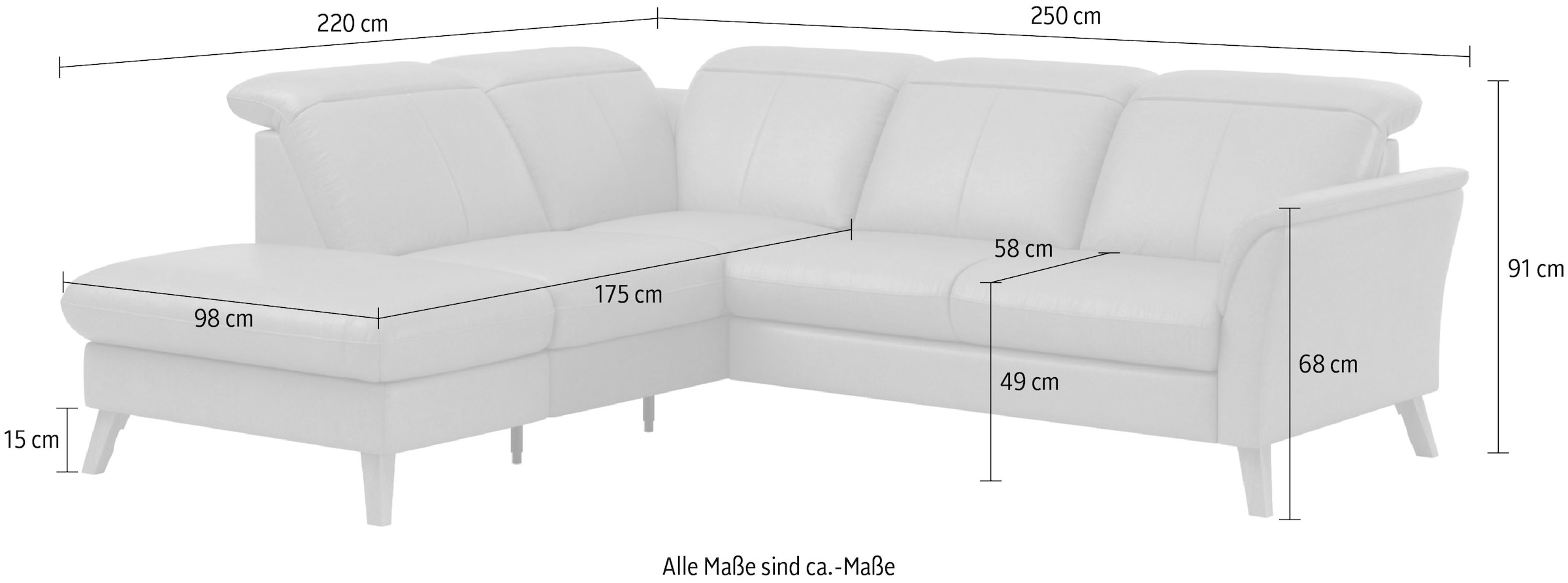 sit&more Ecksofa »Romero L-Form«, wahlweise mit oder ohne TV-Funktion, Bettfunktion, Bettkasten