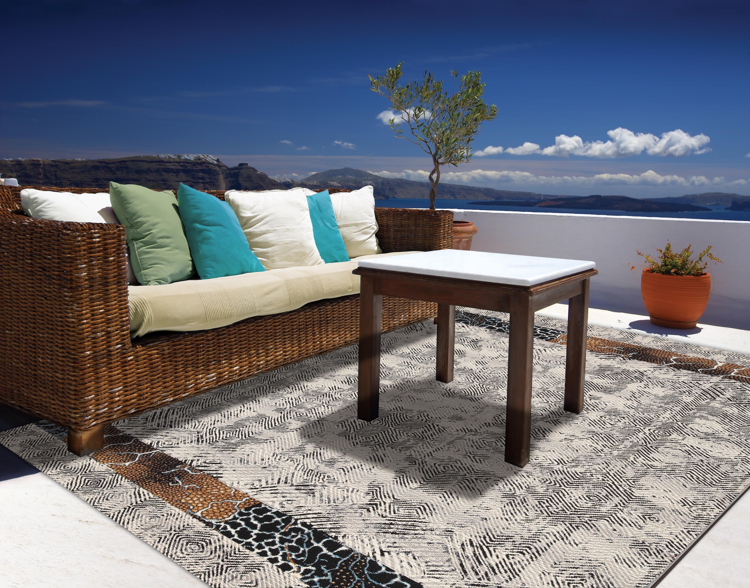 Gino Falcone Teppich »Outdoor-Africa 43« rechteckig 5 mm Höhe Flachgewebe, In- und Outdoor geeignet, Wohnzimmer