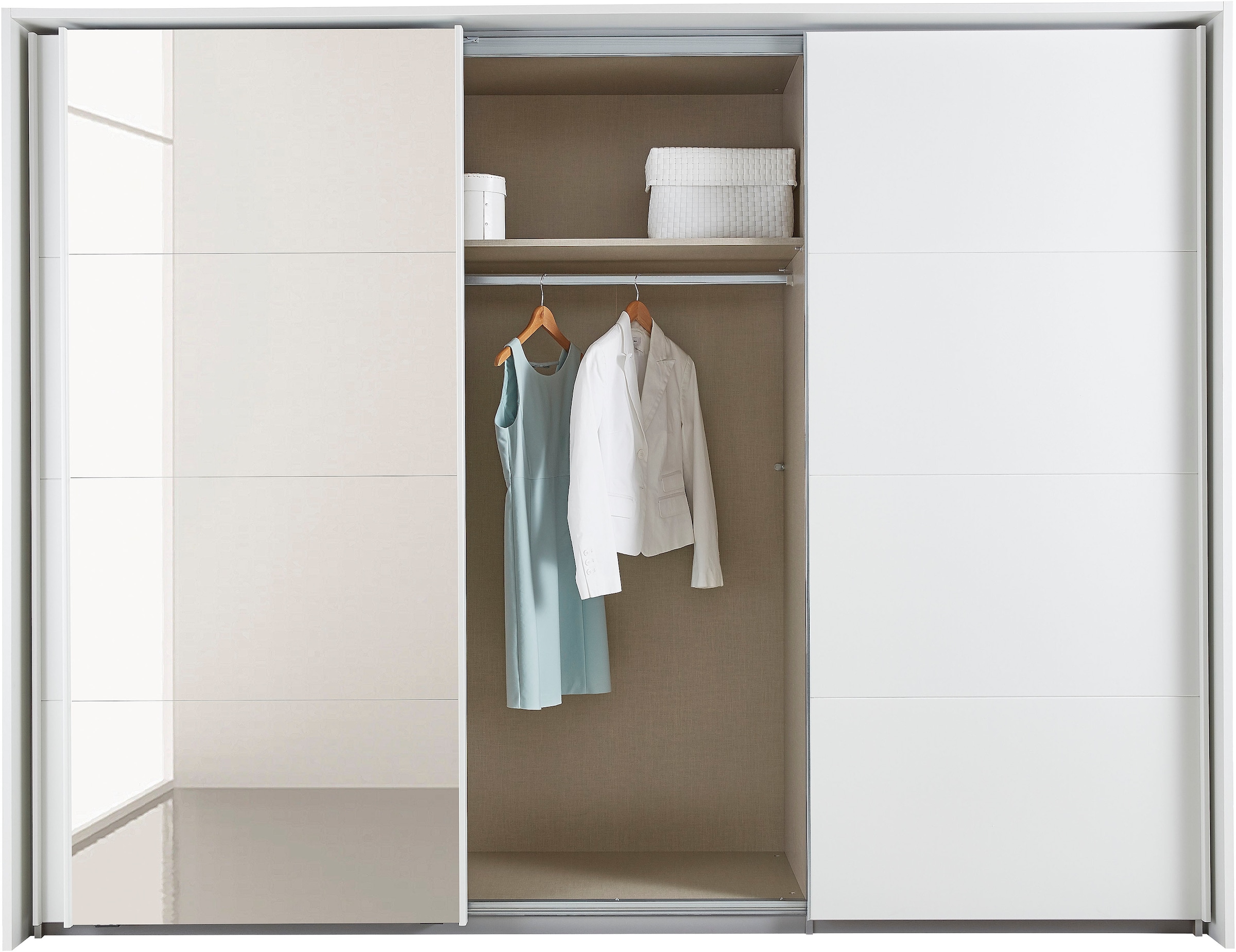 rauch Schwebetürenschrank »Kleiderschrank Schrank Garderobe Schlafzimmerschrank TUBONA« inkl. Schubkasteneinsatz und zusätzlichen Einlegeböden MADE IN GERMANY