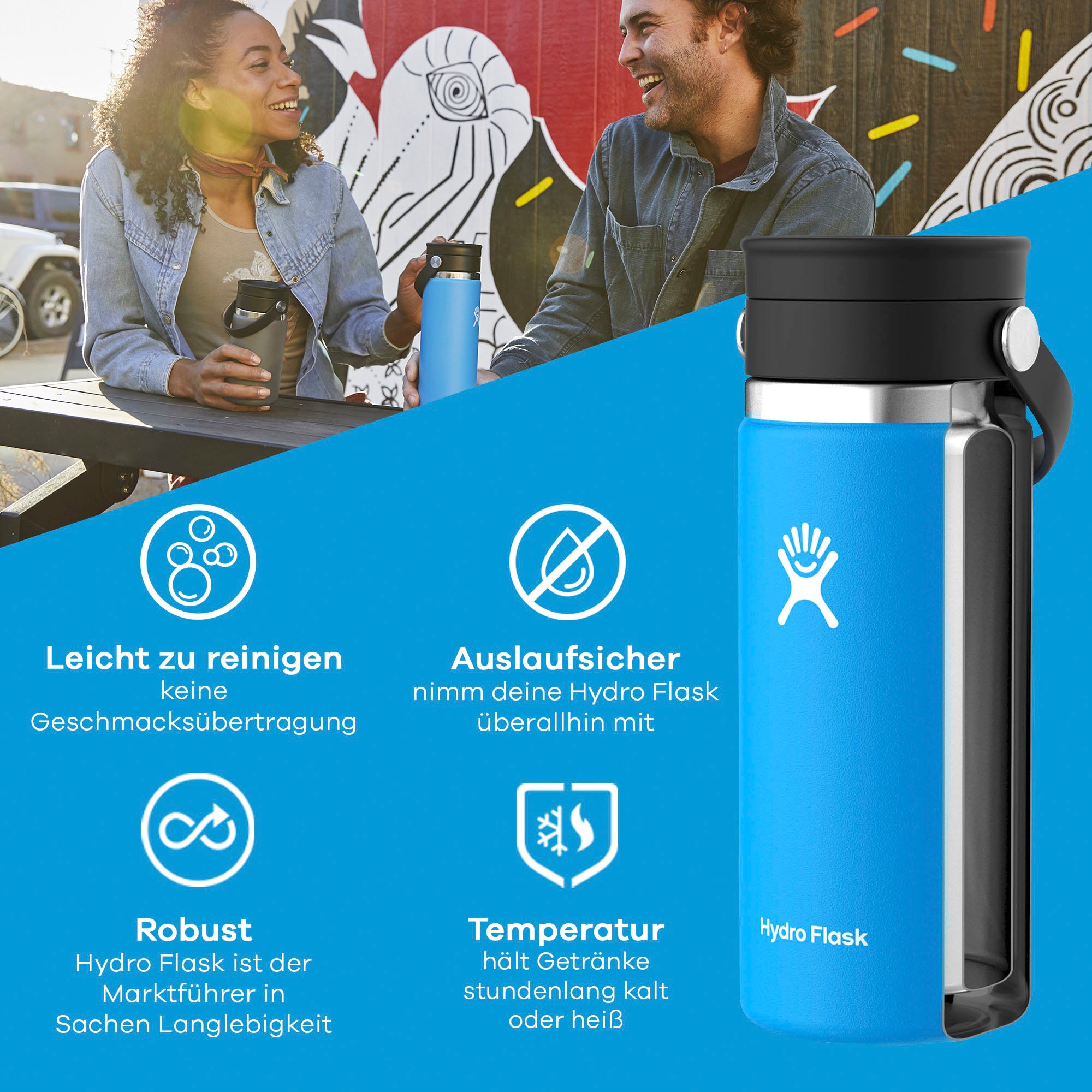 Hydro Flask Trinkflasche »16 OZ WIDE FLEX SIP LID«, (1 tlg.), 473 ml