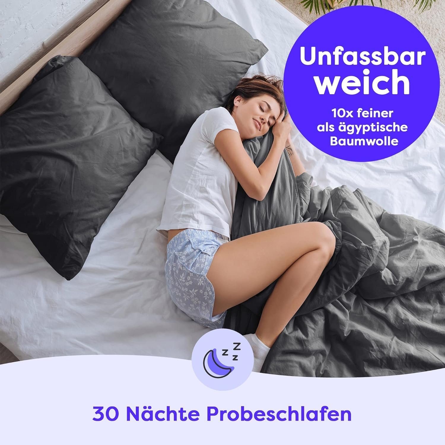 Wolkenfeld Bettwäsche »Wolkenfeld Bettwäsche Allergiker Bettwäsche, unfassbar weich«, 135x200 cm, 155x220 & Übergrößen I inkl. Kissenbezüge 80x80 I 2-farbig