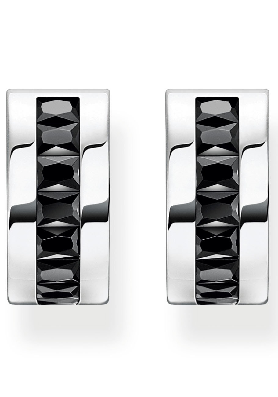 THOMAS SABO Paar Creolen »schwarze Steine pavé, weiße Steine Pavé, CR670-051-14, CR670-643-11«, mit Zirkonia (synth.)