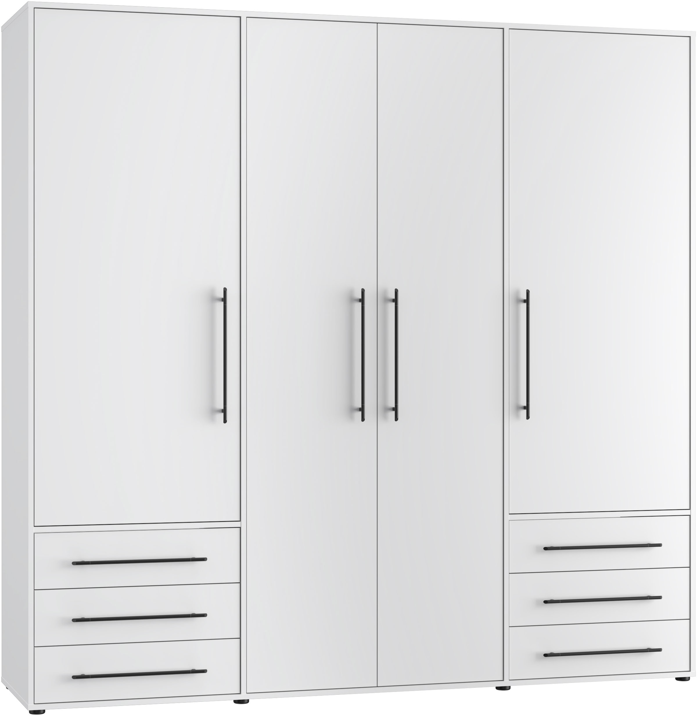 FORTE Drehtürenschrank »Mokkaro, Kleiderschrank,zeitloses Design, 4 türig« viel Stauraum, Schubladen, Stangengriffe, Made in Europe