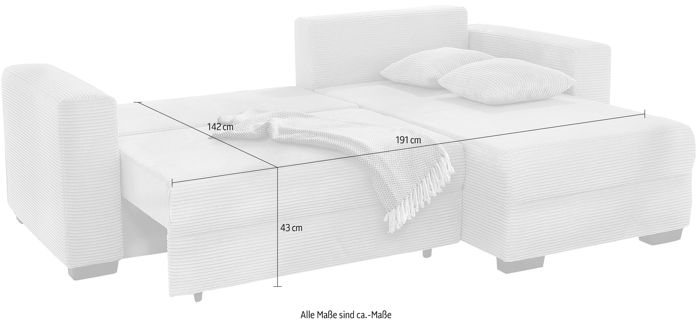 Jockenhöfer Gruppe Ecksofa »Elmau, L-Form, Breite 235cm«, inkl. Bettfunktion, Bettkasten, Ottomane links/rechts montierbar