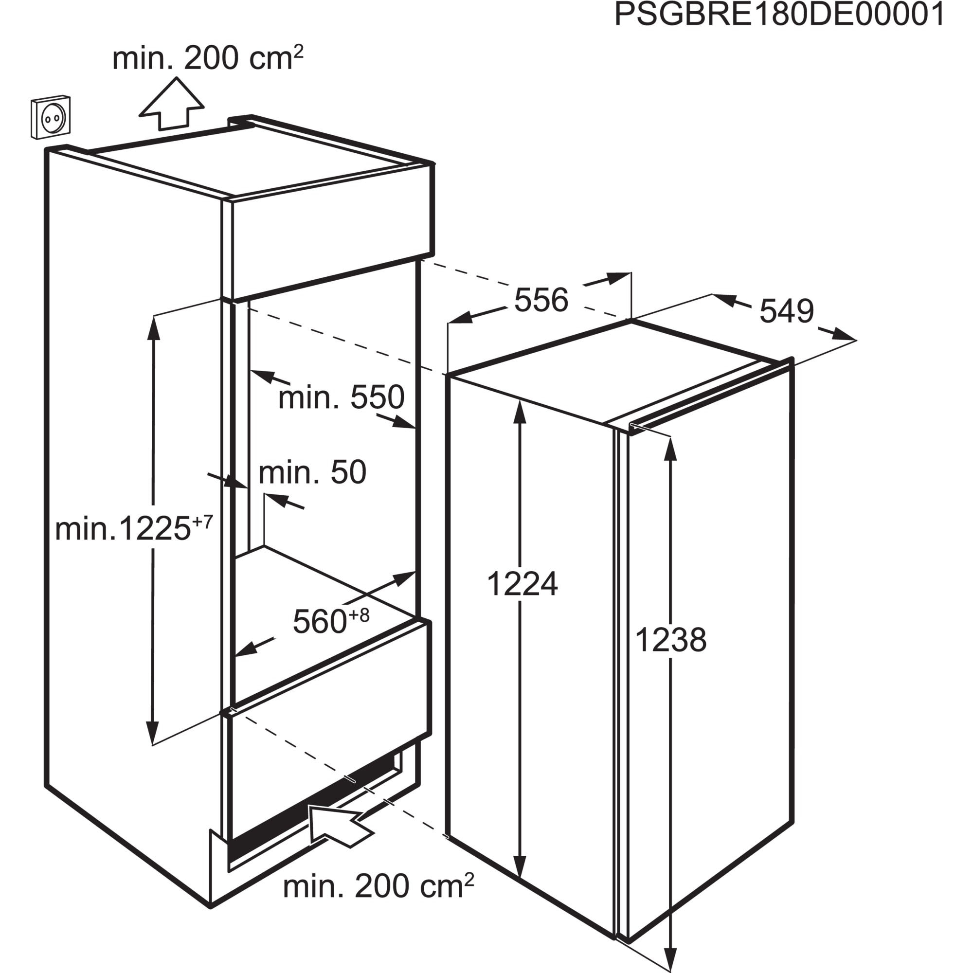 AEG Einbaukühlschrank 5000 »TSF5012WDF« 122,4 cm hoch 55,6 cm breit OptiSpace ermöglicht dir eine flexible Nutzung des Kühlraums