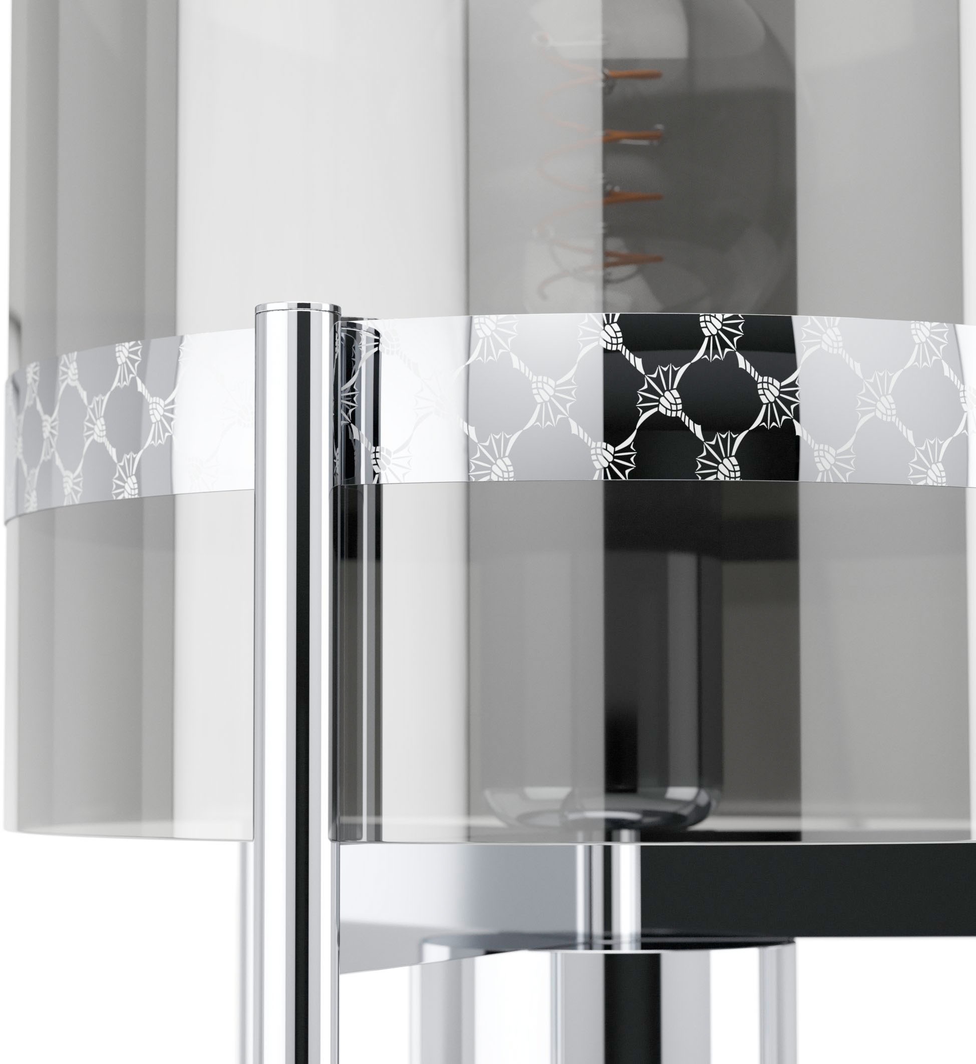 JOOP! Tischleuchte »ROUND LIGHTS«, Leuchtmittel E27 | ohne Leuchtmittel, mit rundem Fumé-Glasschirm und eingelassenem Metall-Dekorband
