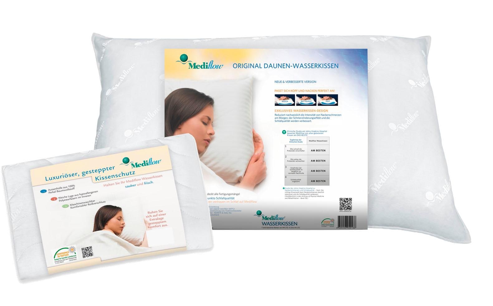 Mediflow Wasserkissen "Mediflow Kombipack - Original Wasserkissen + Luxus-Schonbezug 50x70 cm"