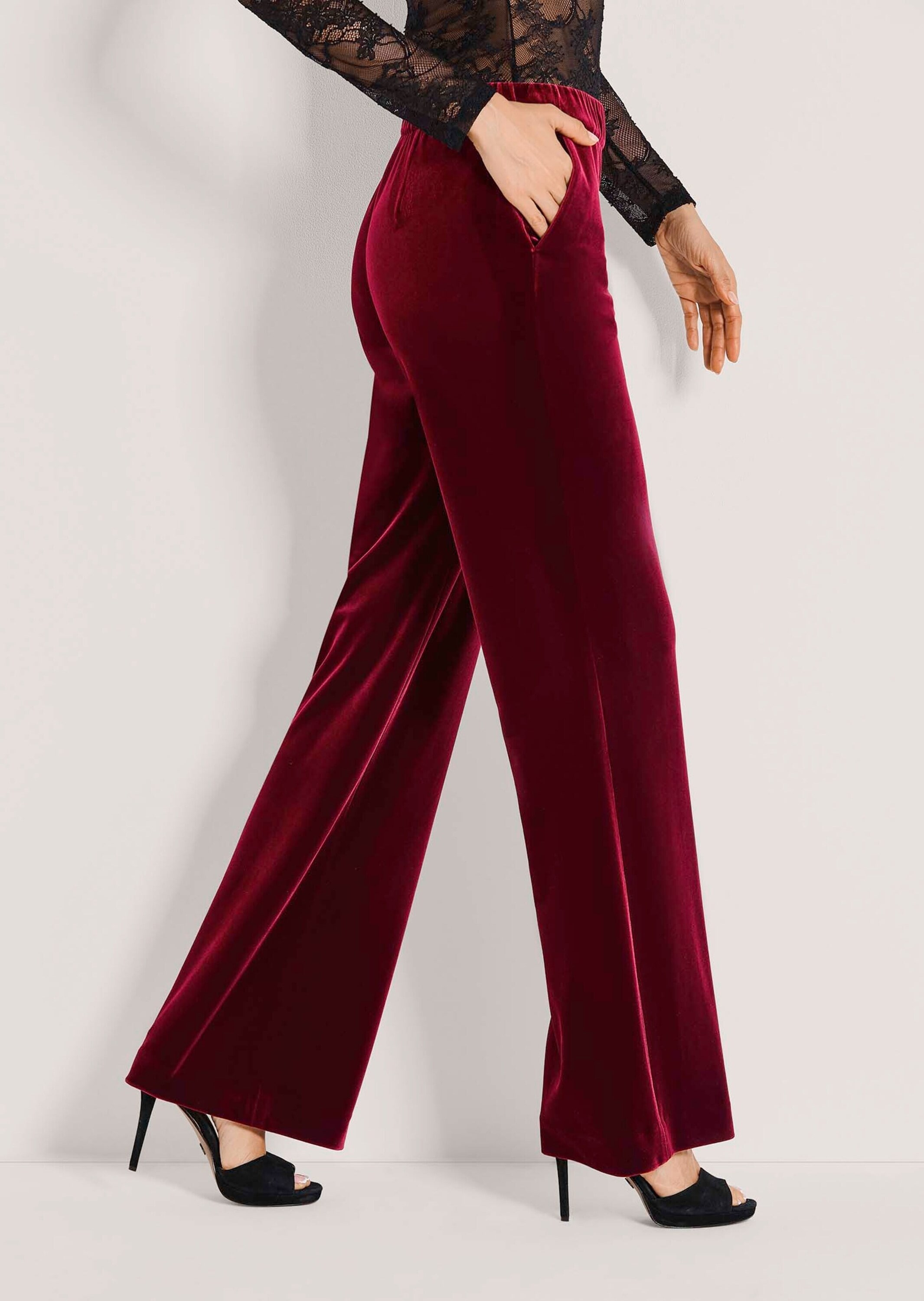 MADELEINE Stoffhose »Samthose Weite Samthose mit elastischem Bund«