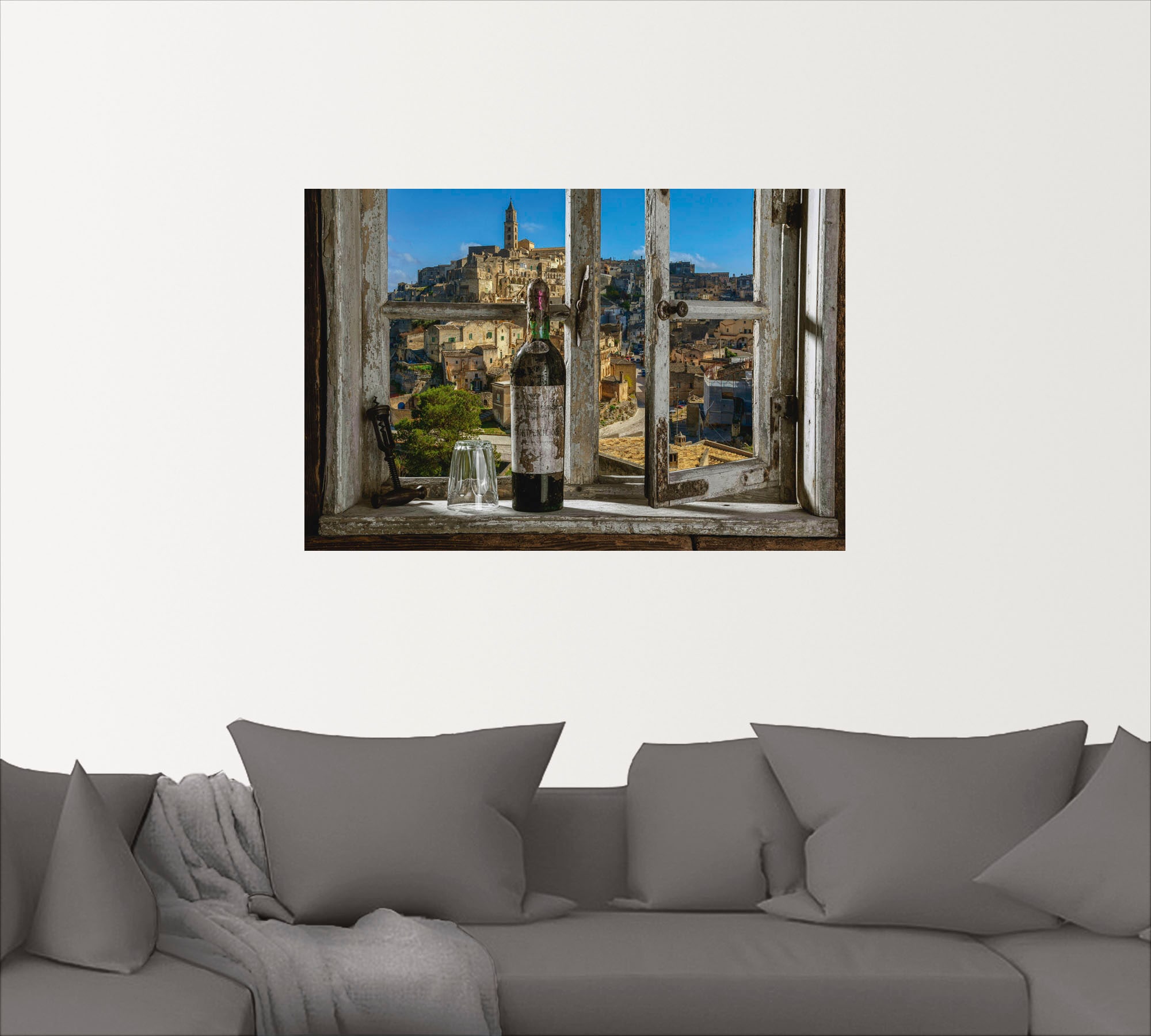 Artland Wandbild »Blick aus dem Fenster Matera, Italien«, Fenster & Türen,  (1 St.), als Alubild, Leinwandbild, Wandaufkleber oder Poster in versch.  Größen auf Raten kaufen