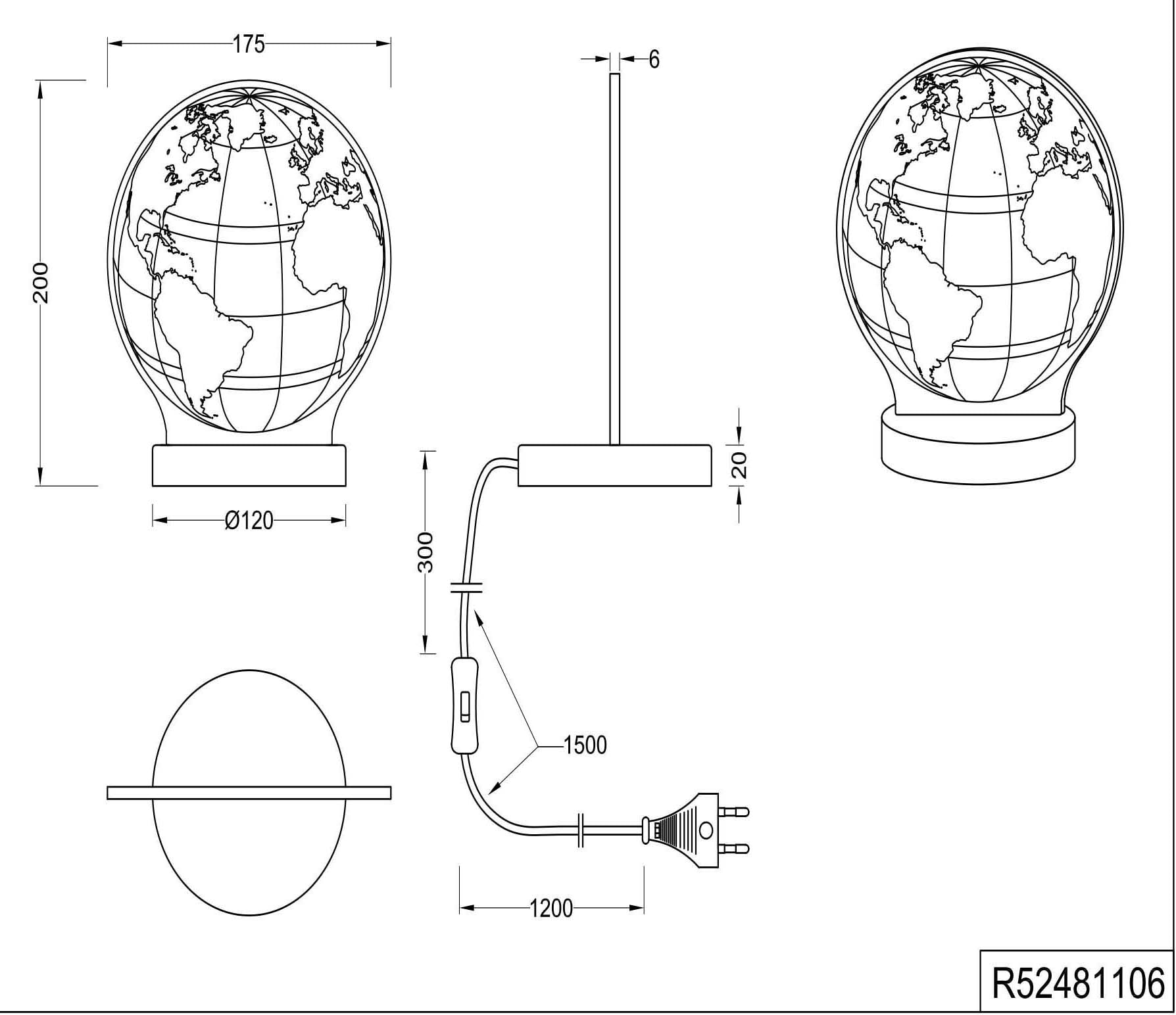 TRIO Leuchten LED Tischleuchte »Globe«, Weltkugel Design, Garantie einstellbar 3 1 | Tischlampe, Acrylplatte, Lichtfarbe flammig-flammig, mit Jahren online XXL kaufen