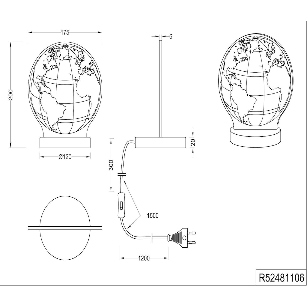 TRIO Leuchten LED Tischleuchte »Globe«, 1 flammig-flammig