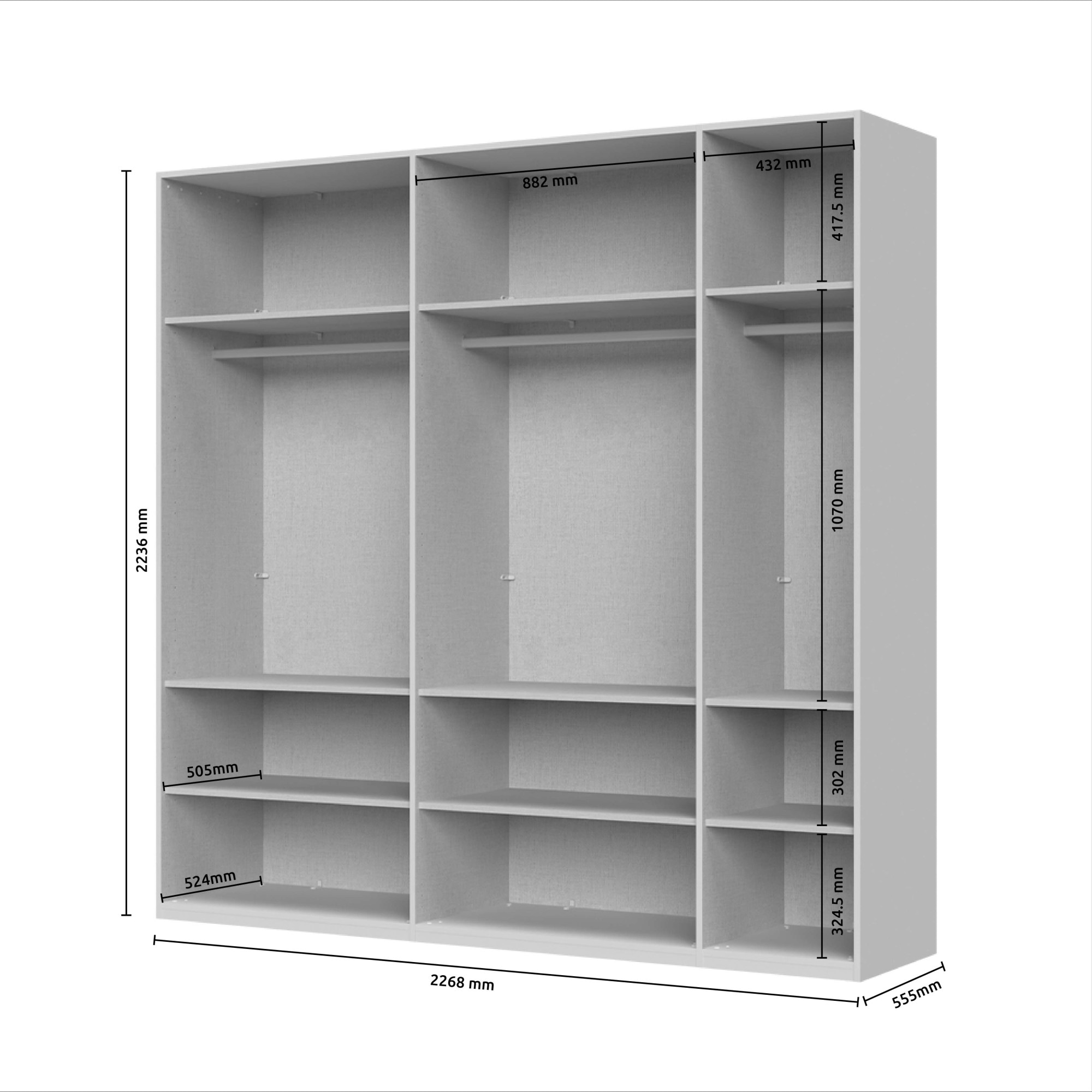 OTTO home Drehtürenschrank »Opera mit oder ohne Kranz inkl. LED-Bel. ,B 227,272,317 oder 362 cm« Schrank, UV lackiert, Soft Close Funktion, Höhenverstellbare Füße