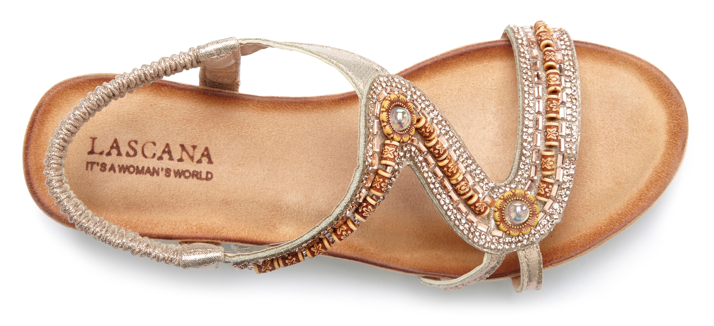 LASCANA Sandale »Sommerschuh«, Sandalette, Sommerschuh, kleiner Keilabsatz und elastische Riemchen