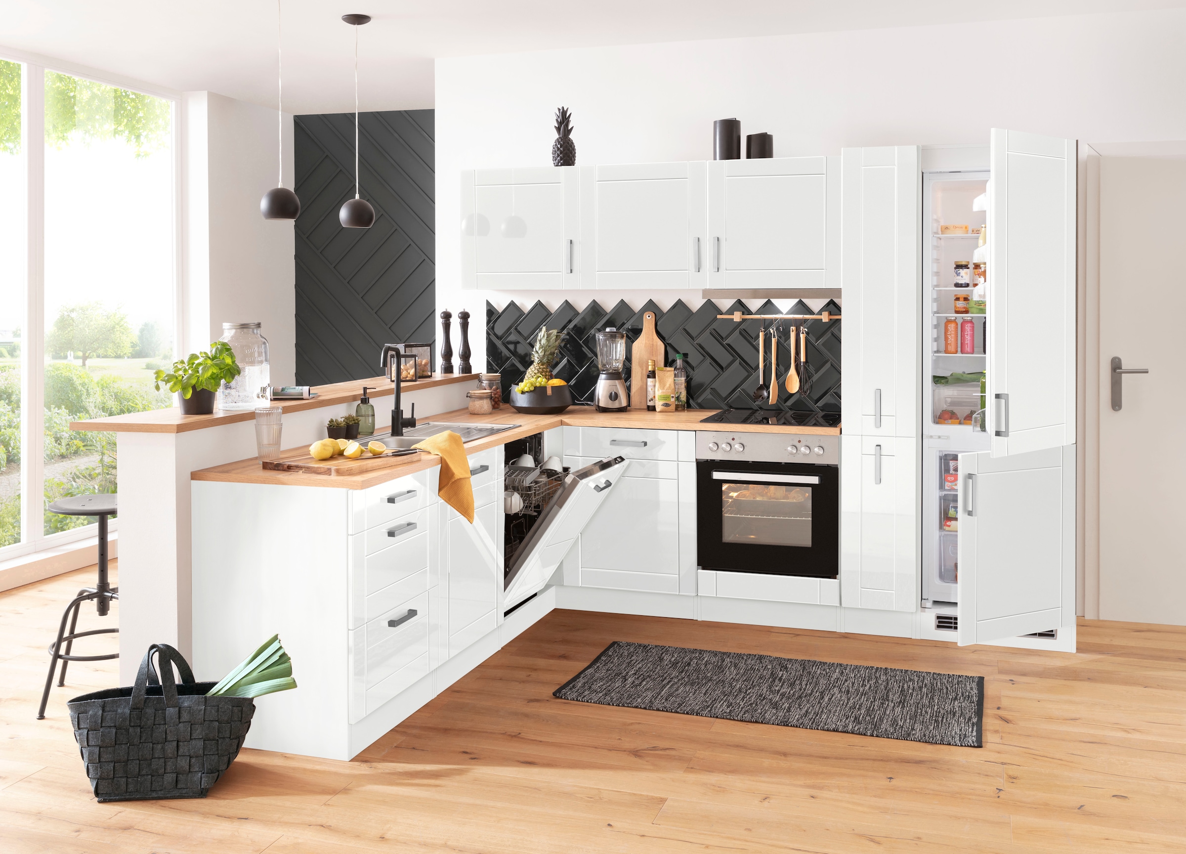 KOCHSTATION Winkelküche »KS-Tinnum«, mit E-Geräten, Stellbreite 240/270 cm