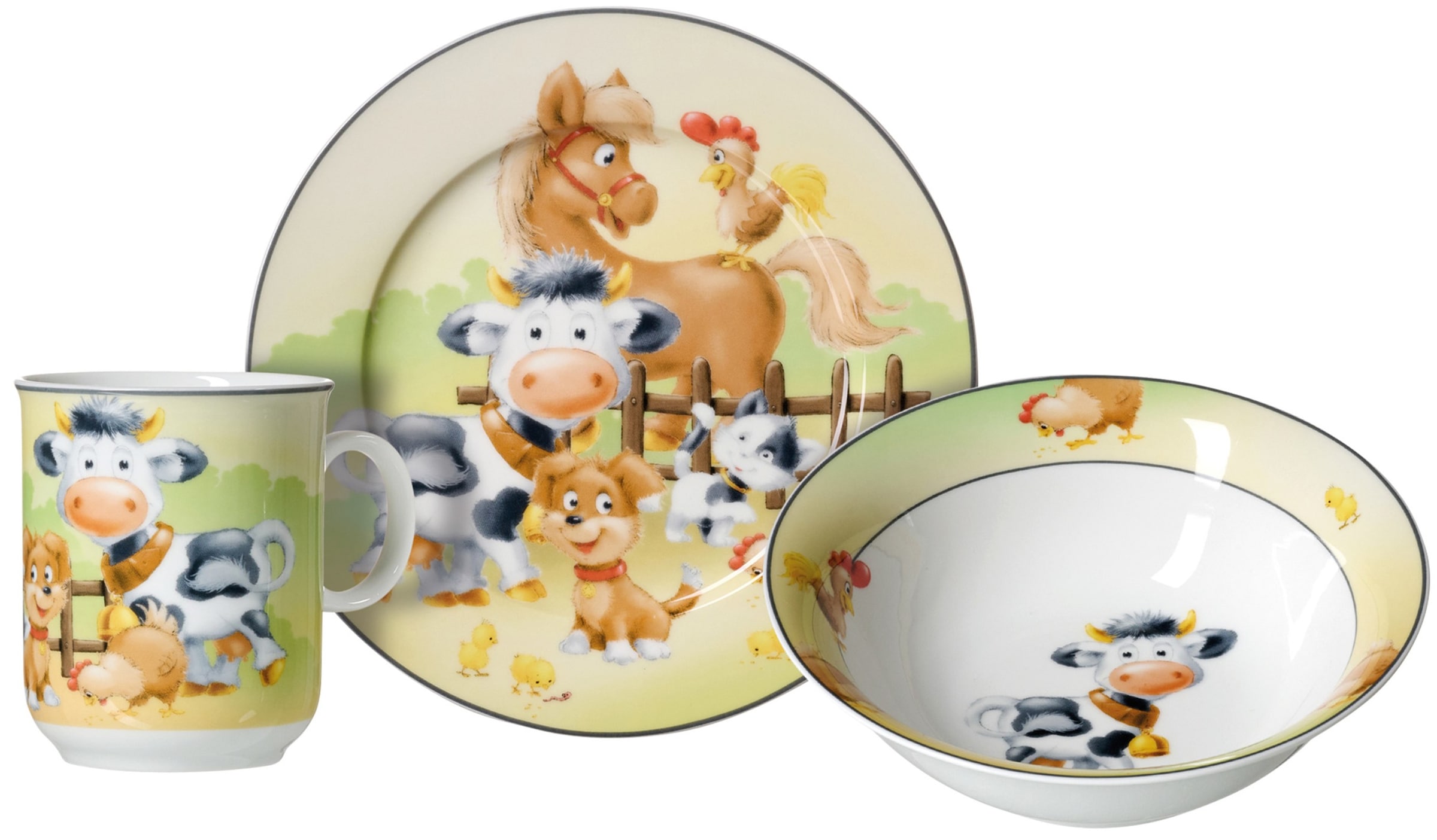 Kindergeschirr-Set »Hoftiere«, (Set, 3 tlg.), im Geschenkkarton