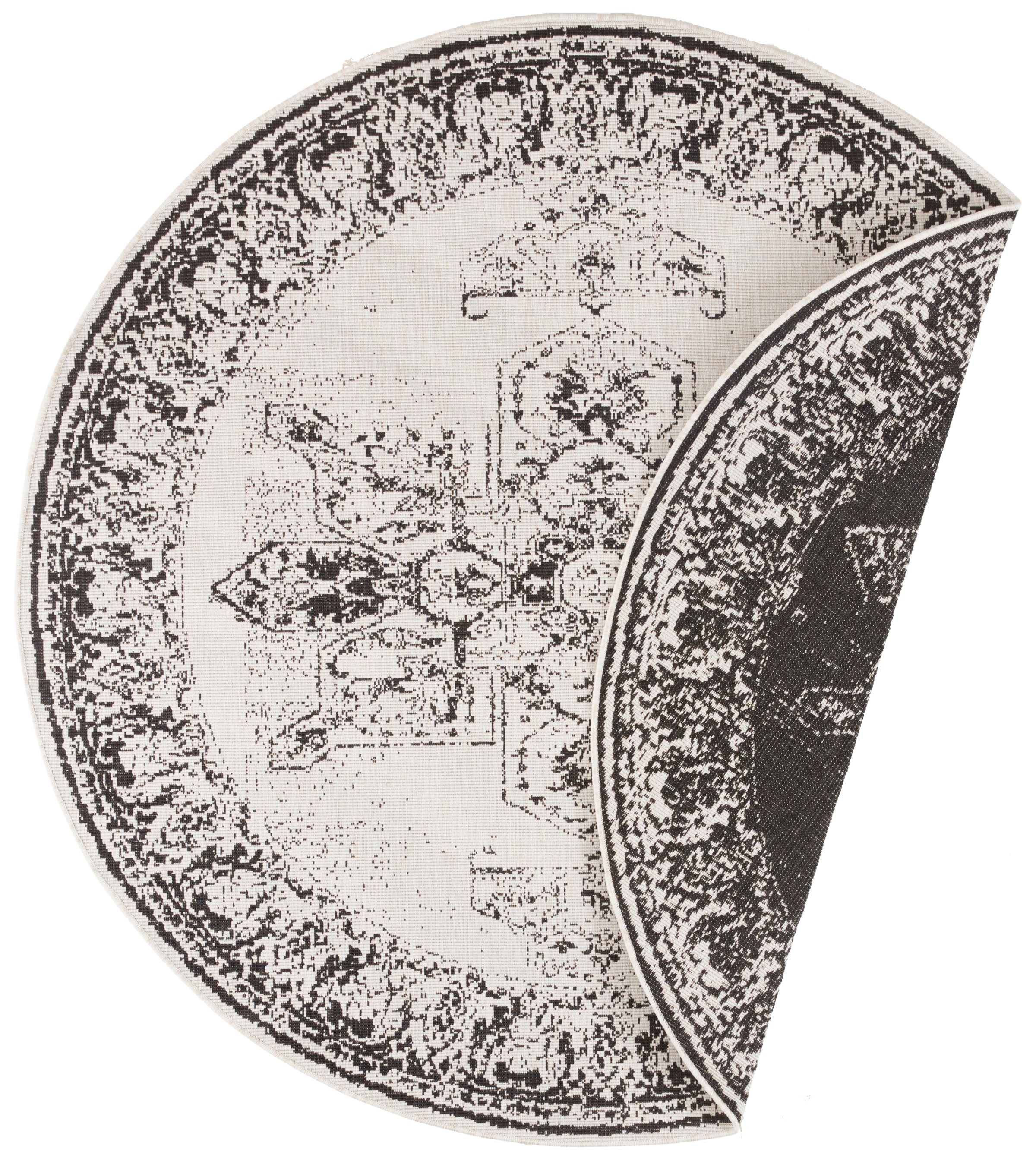 NORTHRUGS Teppich »Borbon Wendeteppich«, rund, 5 mm Höhe, In-& Outdoor, Wetterfest, Balkon, Garten, Wohnzimmer, Wasserfest