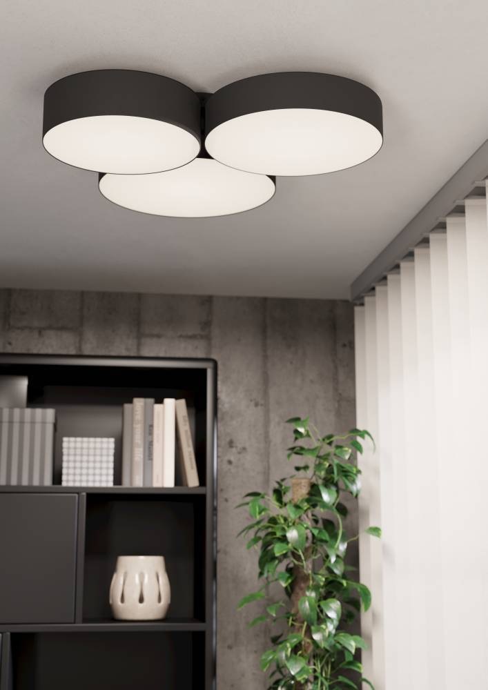 EGLO Deckenleuchte »BARBANO-Z Deckenlampe, schwarz weiß, ZigBee 3.0, Disco-Modus, Timer«, 3 flammig, Leuchtmittel LED-Modul | LED fest integriert, App und Sprachsteuerung Alexa, 60,5 x 56,5 x 9 cm, exkl. Fernbedienung