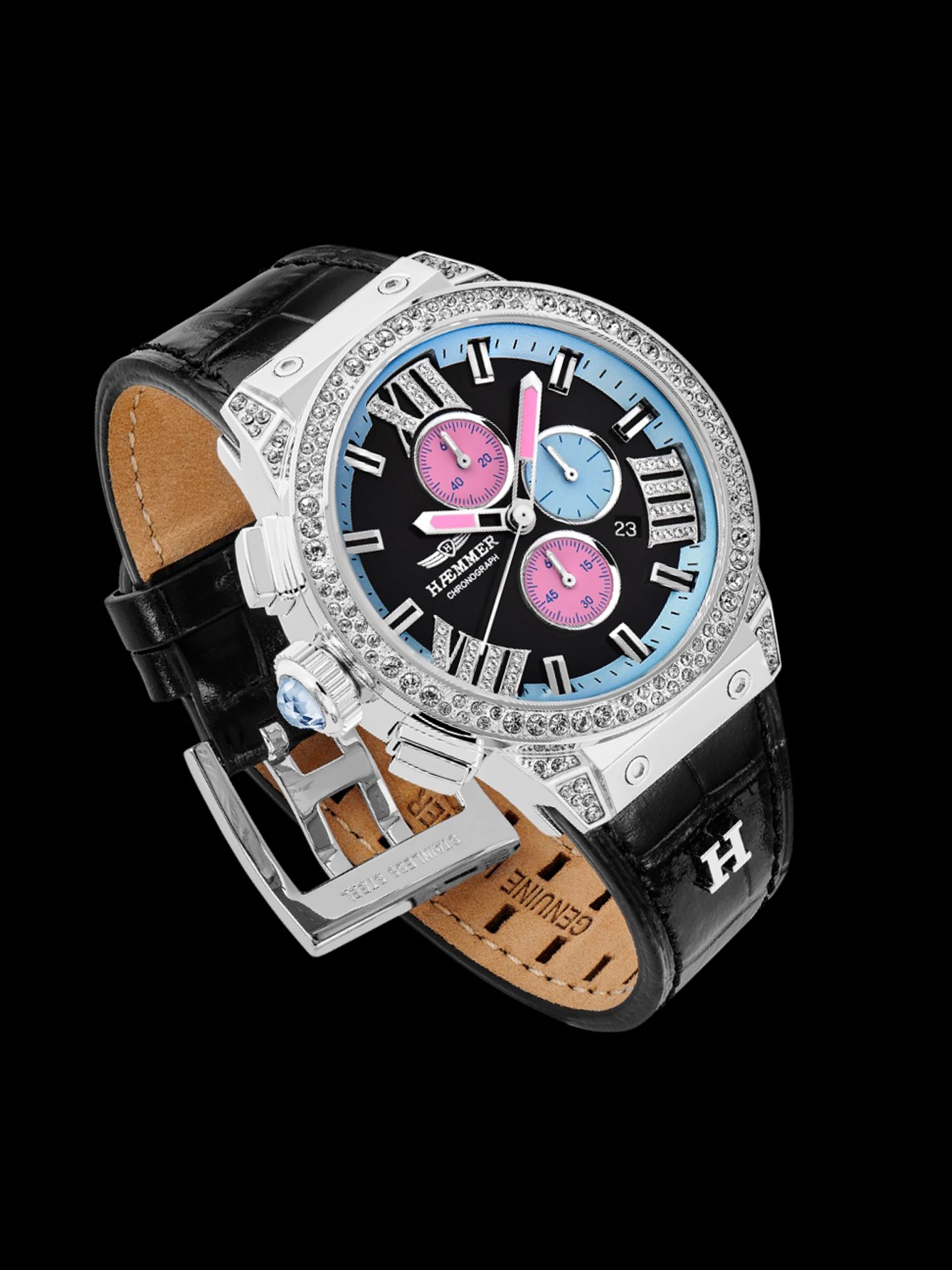 HAEMMER GERMANY Chronograph »EMINENT« Quarzuhr, Armbanduhr, Damenuhr, analog, Tag, Stoppfunktion
