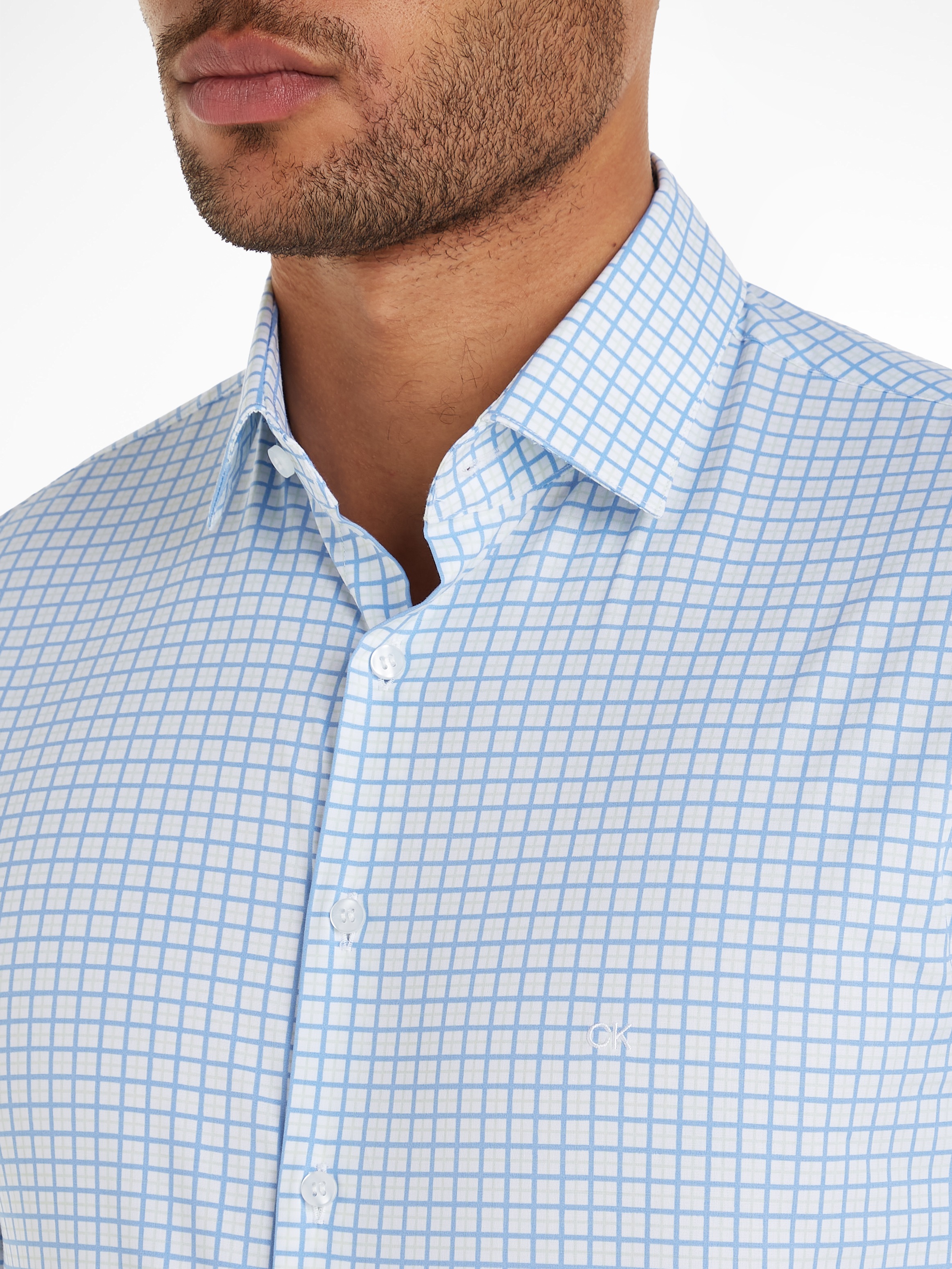 Calvin Klein Langarmhemd »POPLIN CHECK PRINT SLIM SHIRT«