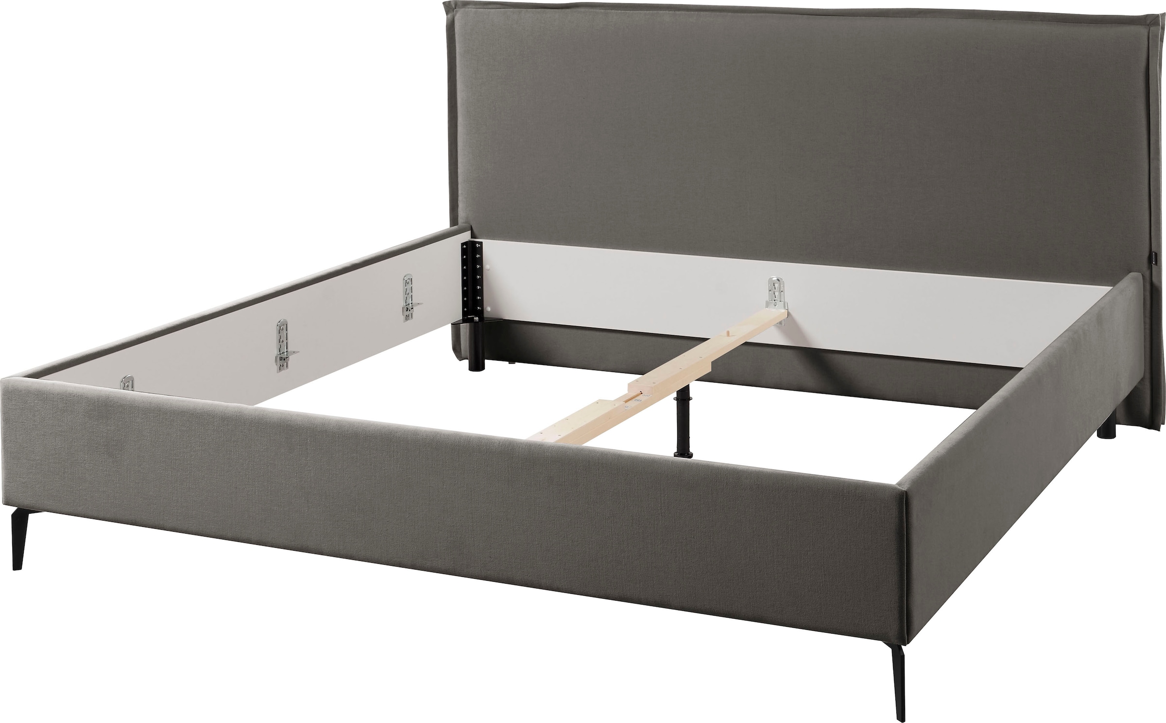 Musterring Polsterbett »Elos« Kopfteil mit doppeltem Stehsaum, Metallfuß in schwarz,  in 4 Größen