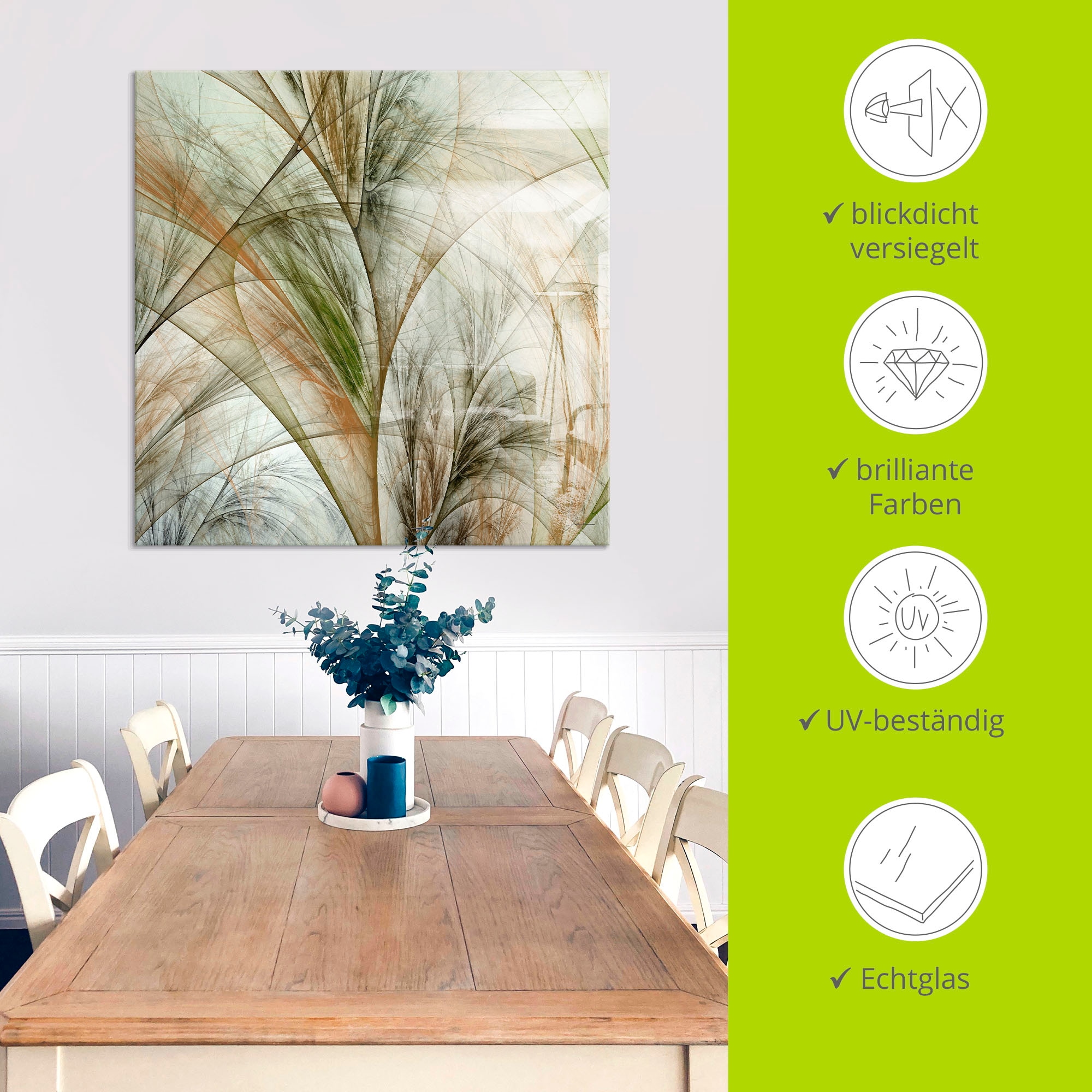 Artland Glasbild »Fraktales Gras IV« Gräser 1 Stk. tlg. in verschiedenen Größen