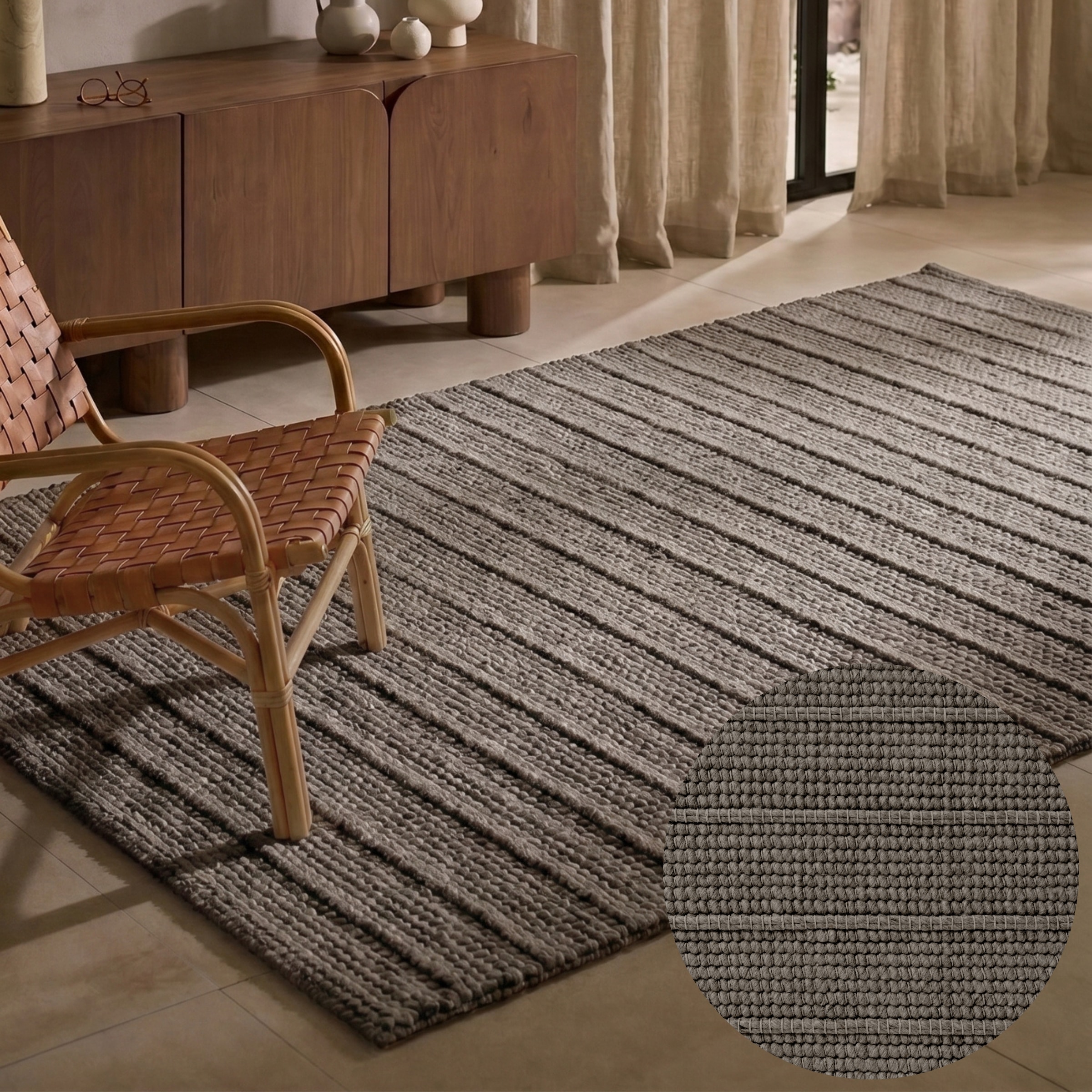 Ted Baker Wollteppich »Parker , auch als Läufer« rechteckig 7 mm Höhe Wolle, Natur, handgewebt, Wohnzimmer, Schlafzimmer, Boho, Skandi