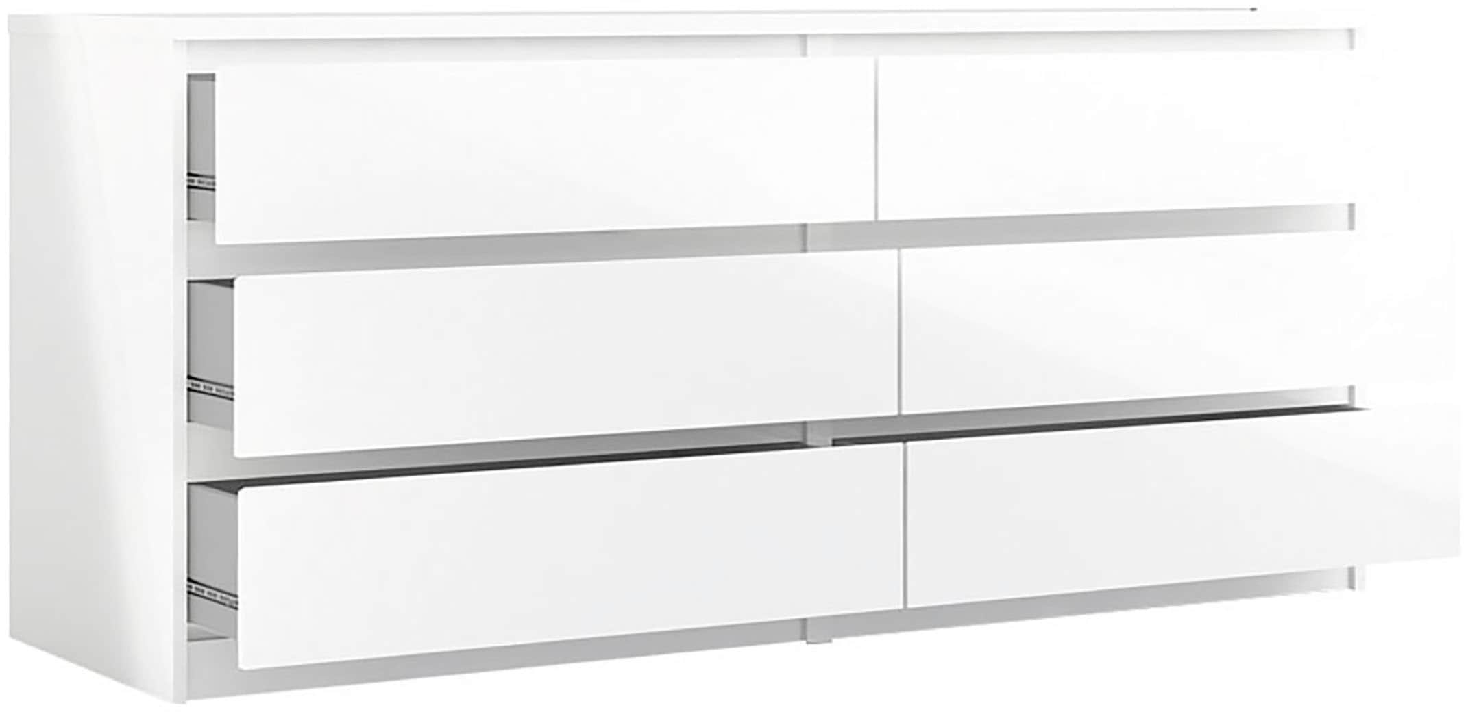 INOSIGN Kommode »Naia«, Hochglanz-Optik, mit abgerundeten Schubladenkanten auf Metallgleiter