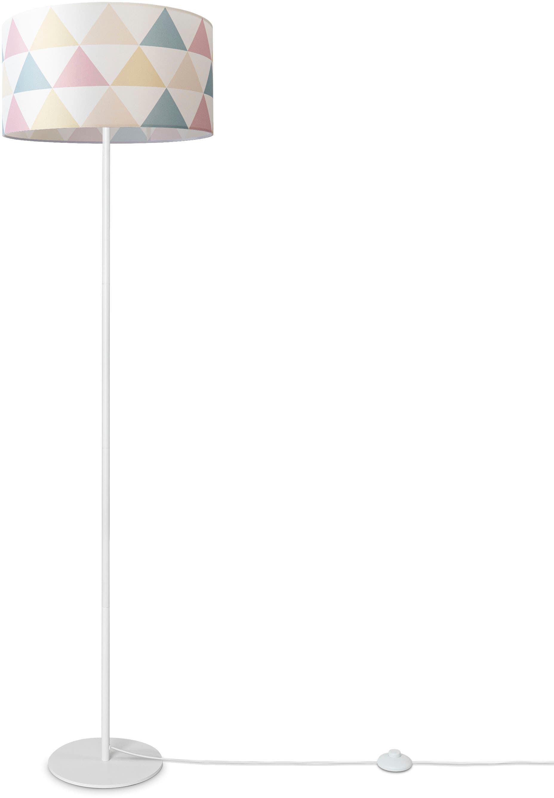 Textil online Stehlampe Stehlampe 3 | Dreieck »Luca mit Jahren Home Bunt Garantie Wohnzimmer kaufen Standleuchte Stoffschirm Paco XXL Delta«,