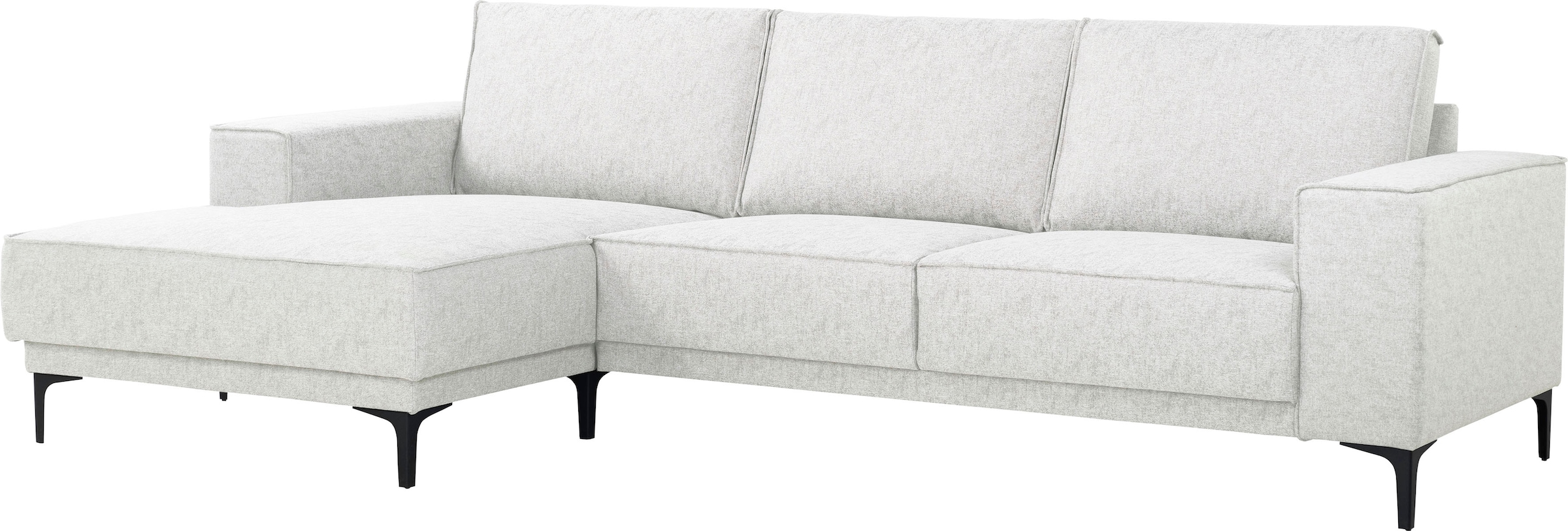 Places of Style Ecksofa »Polsterecke Oland, Struktur, Flachgewebe, Luxus-Microfaser, Boucle«, L-Form, 280 cm, Wellenunterfederung, Skandi-Design, Metallfüße