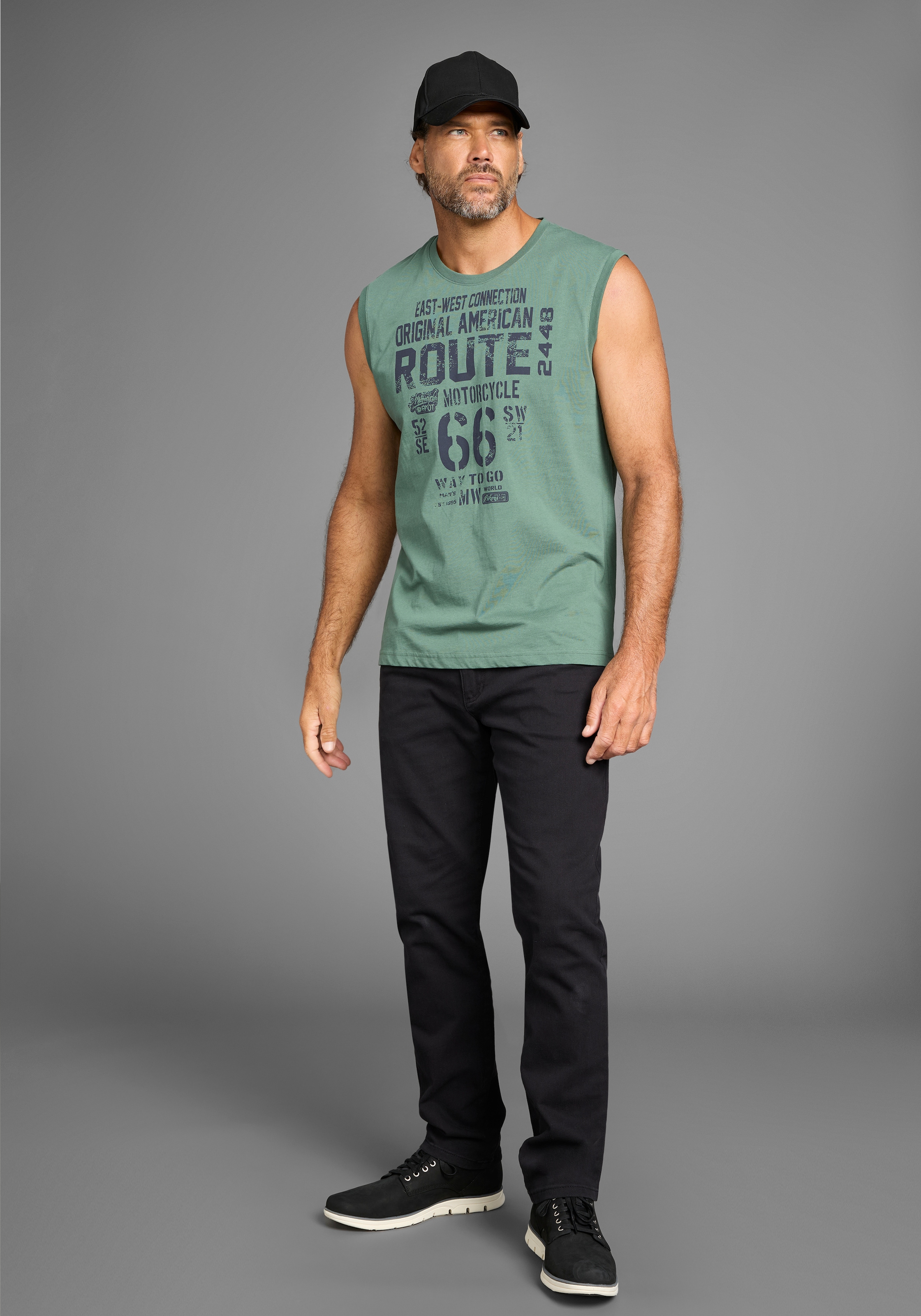 Man's World Muscleshirt, (2er-Pack), ärmellos, bedruckt, Rundhalsausschnitt, aus 100% Baumwolle