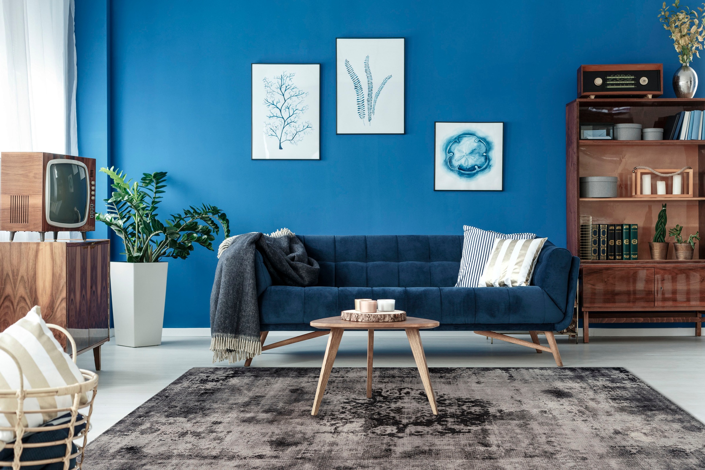 my home Teppich »Nelio« rechteckig 9 mm Höhe Vintage Design, Used-Look, Kurzflor, Teppich mit Bordüre