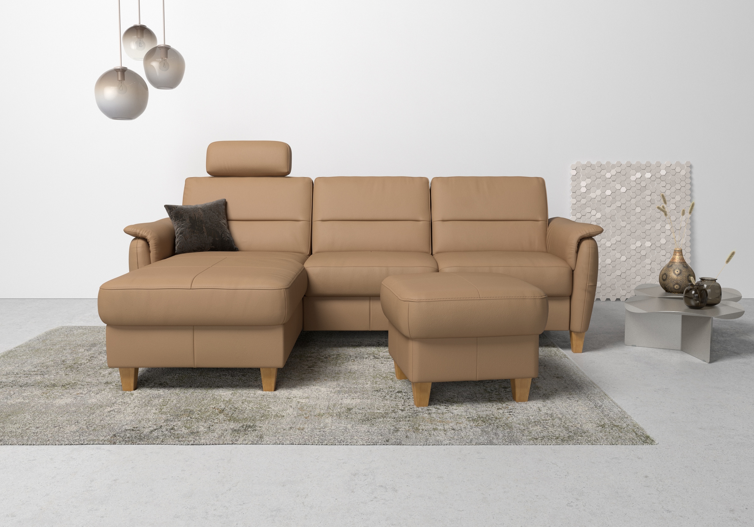 Home affaire Ecksofa »Palmera L-Form, B: 244 cm - OTTO. Verlässliche Qualität.« optional Schlaffunktion & Bettkasten, Federkern